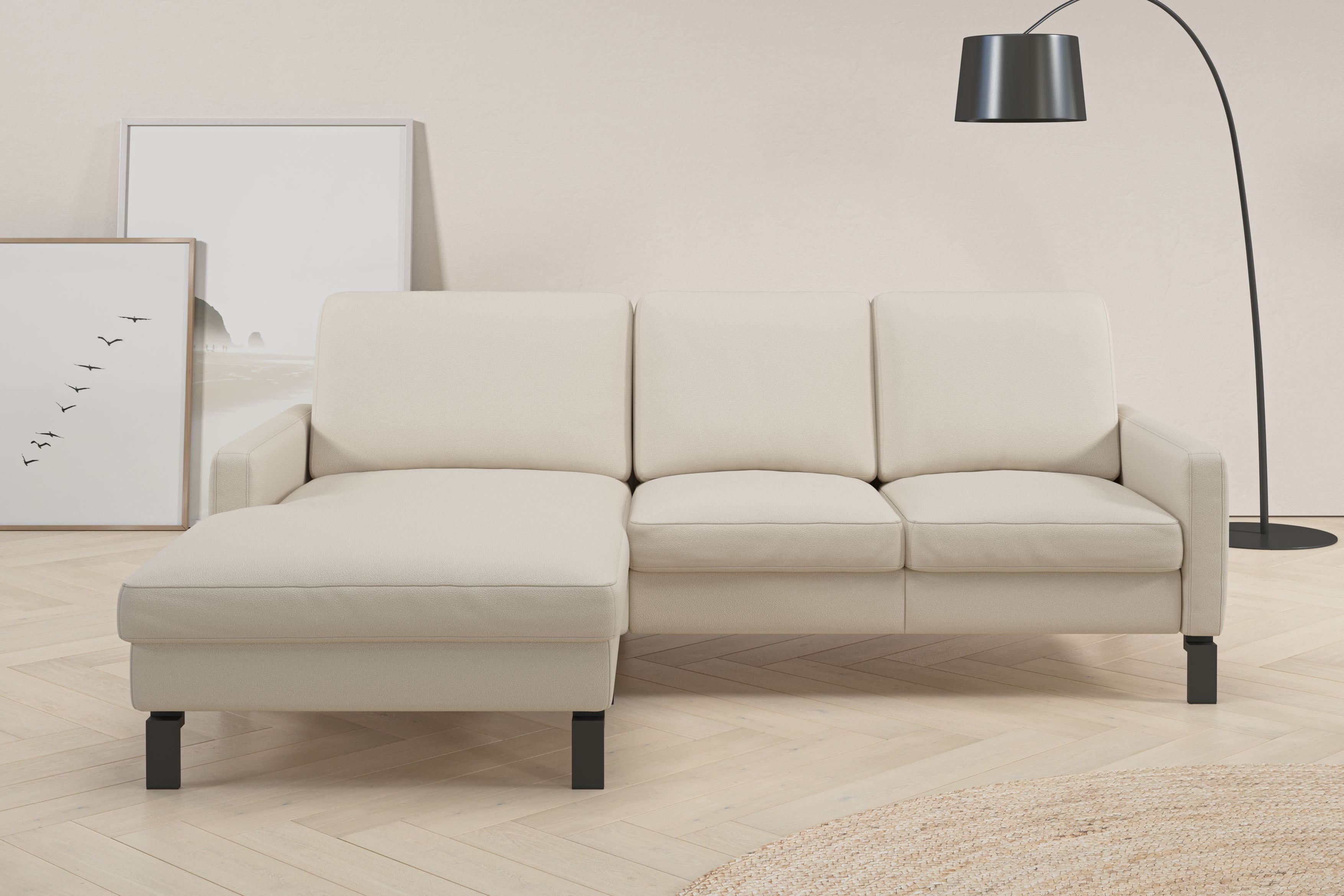 Home affaire Ecksofa "Lecce, L-Form, Federkernpolsterung, Breite 224 cm" inkl. saugroboterfreundliche Höhe & schmale Armlehnen