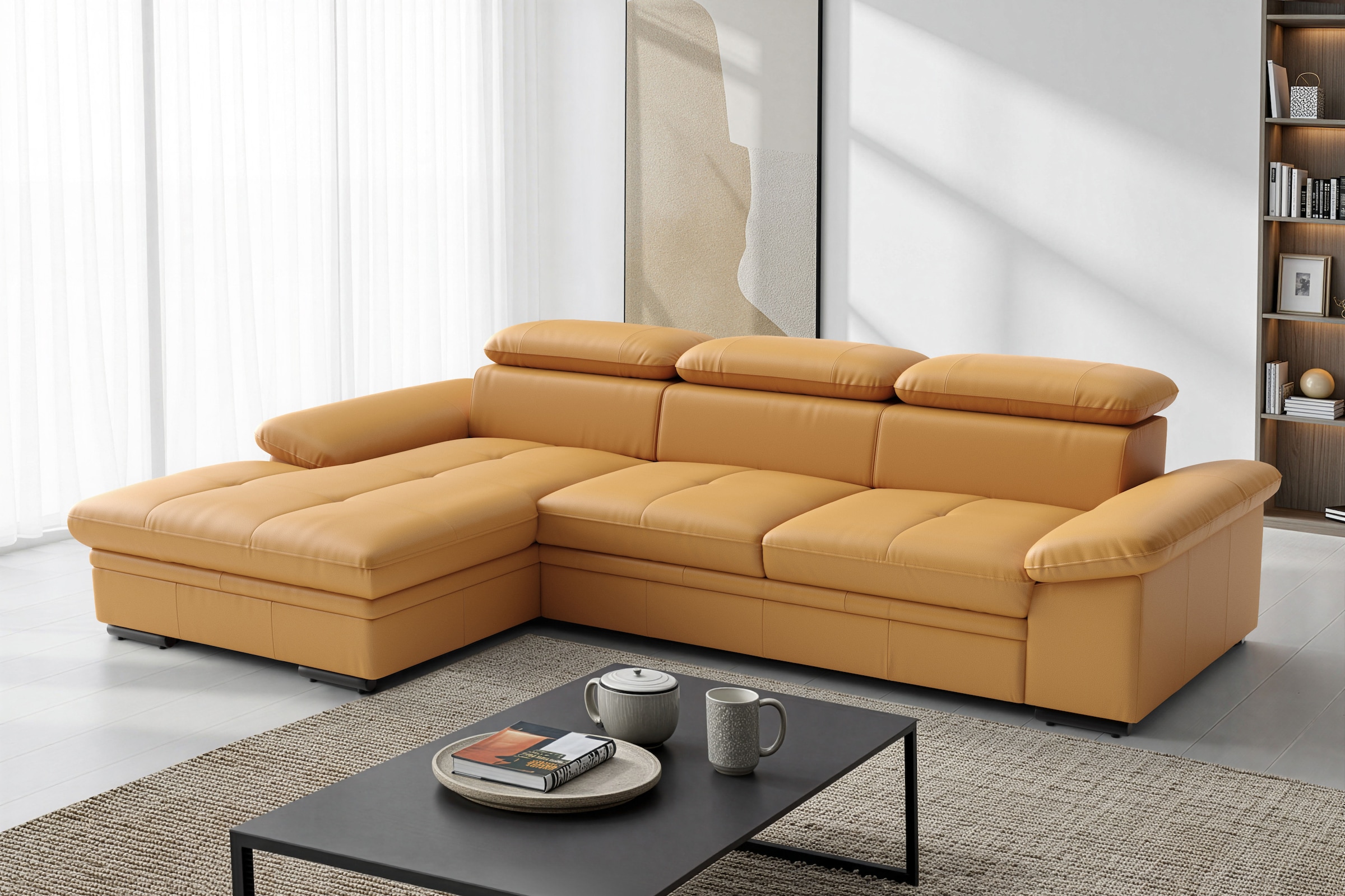 sit&more Ecksofa "Viola, Leder, L-Form, B: 260 cm, mit Armteil- und Kopfteilvertsellung" optional mit Schlaffunktion