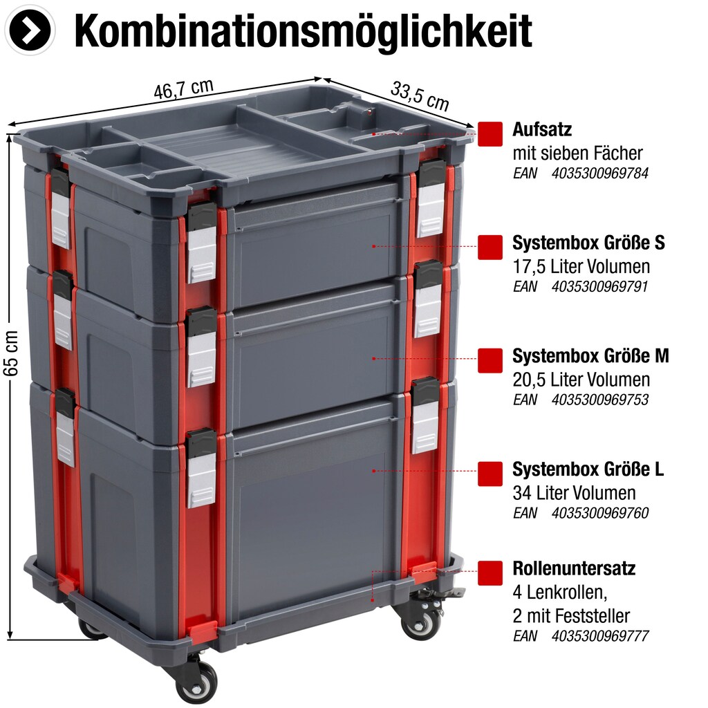 Connex Stapelbox »Größe S - 17,5 Liter Volumen - Individuell erweiterbares System«