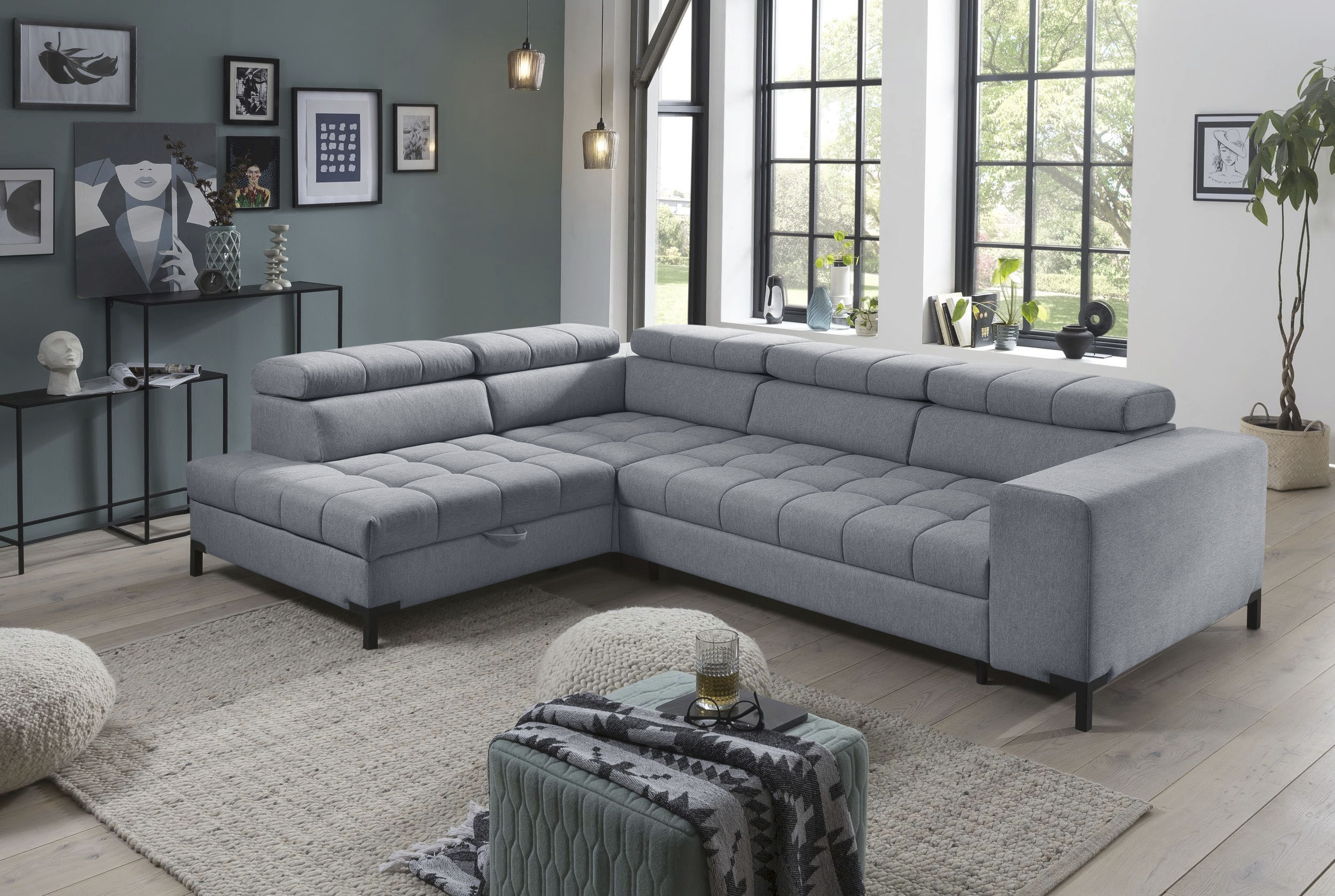 exxpo - sofa fashion Ecksofa "Bocco, hochwertige Verarbeitung, toller Sitzkomfort, bequem, L-Form" mit Bettfunktion & Bettkasten, Luxus-Microfaser +Simply Clean