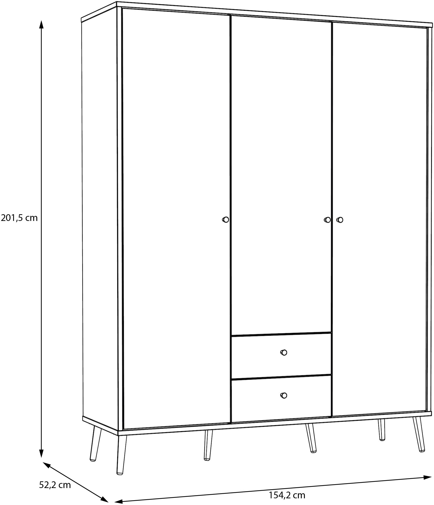 FORTE Kleiderschrank, (B/H/T ca. 94,5x185,6x52,2 cm), Salbei, Drehtürenschrank, Stauraum