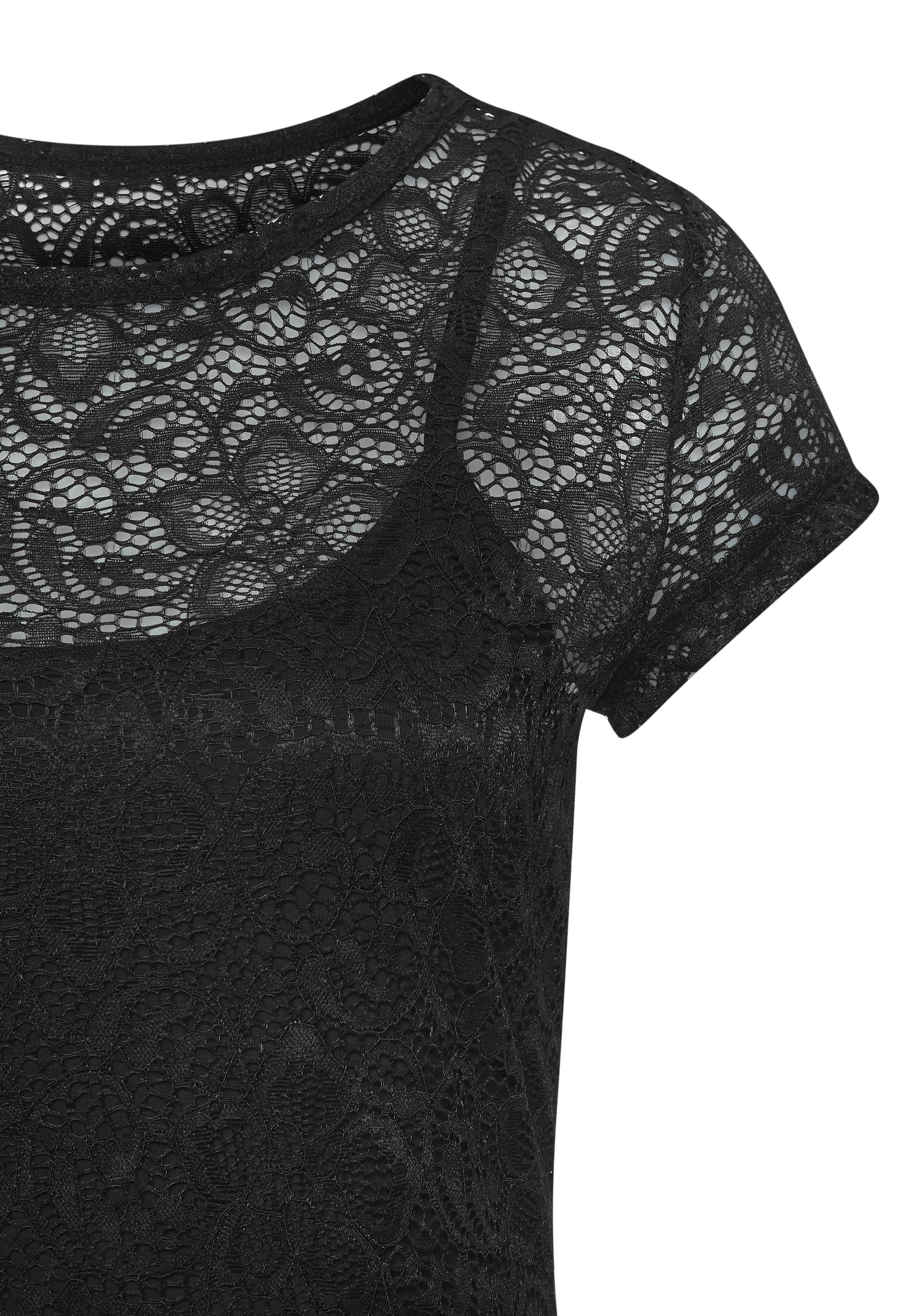 LASCANA Spitzenshirt, (Packung, +Top), mit Blumenmuster