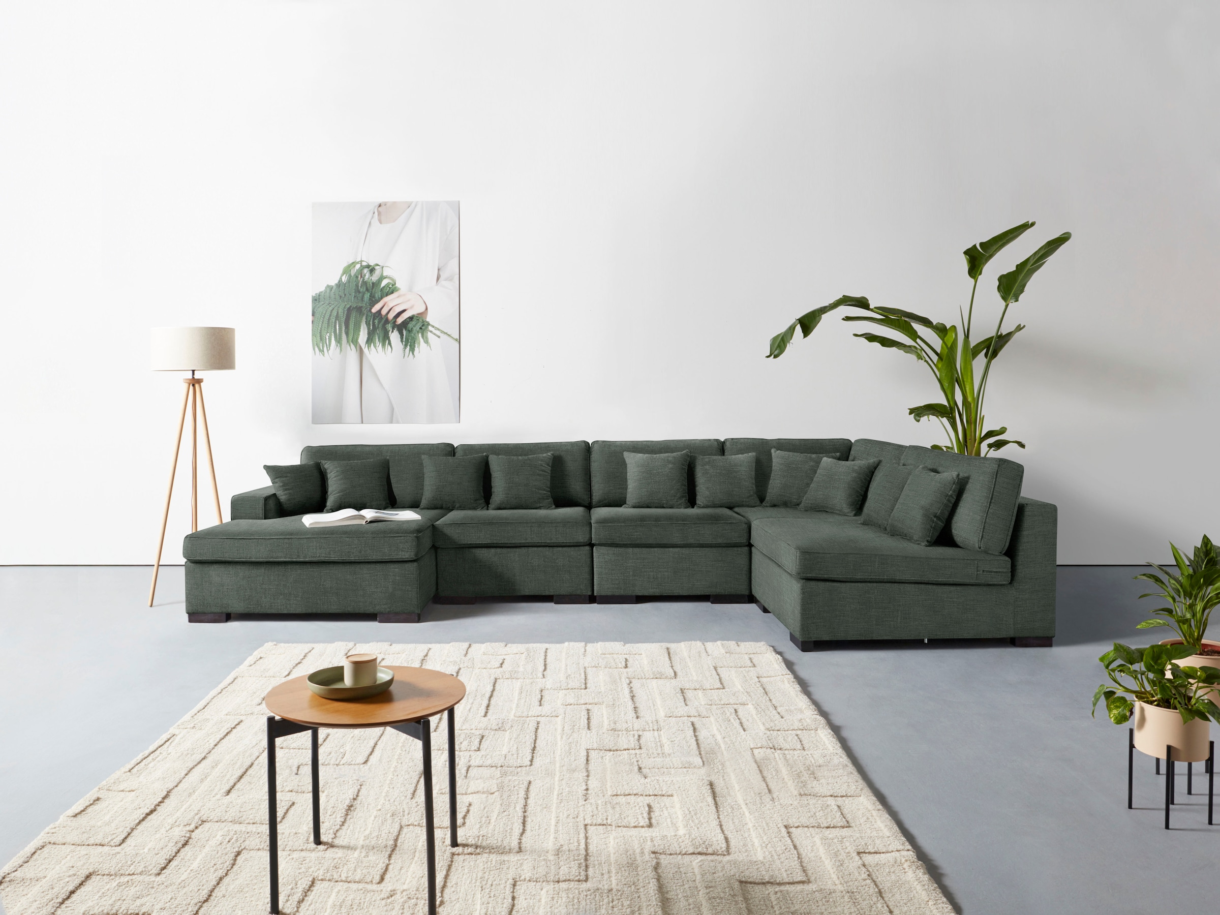 Home affaire Wohnlandschaft "Skara U-Form", Lounge-Sofa mit Federkernpolste günstig online kaufen