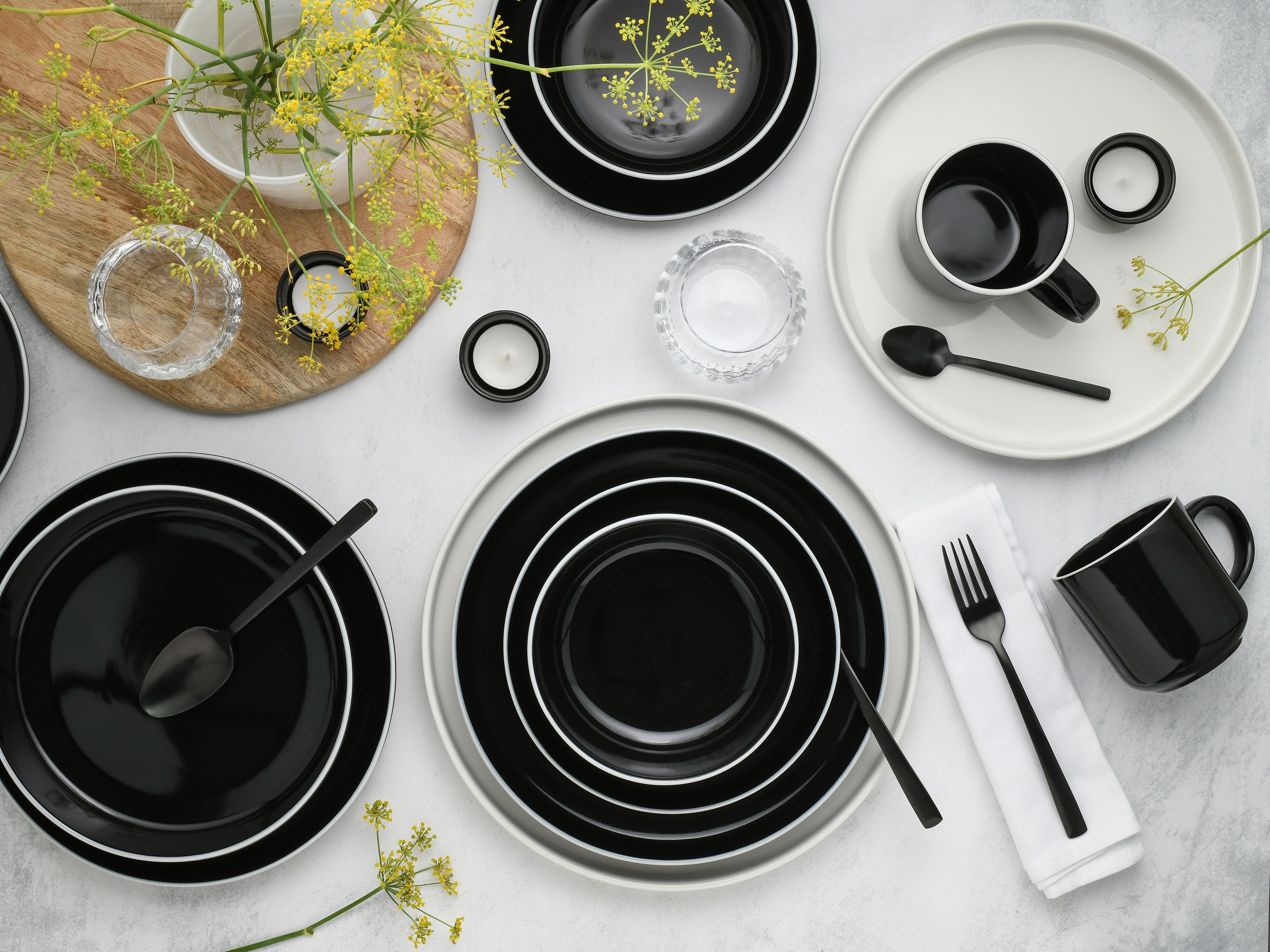CreaTable Kombiservice »Nordic Gourmet, Service 30-tlg.« Minimalistisches Design, Glänzende Glasur, Nordische Ästhetik