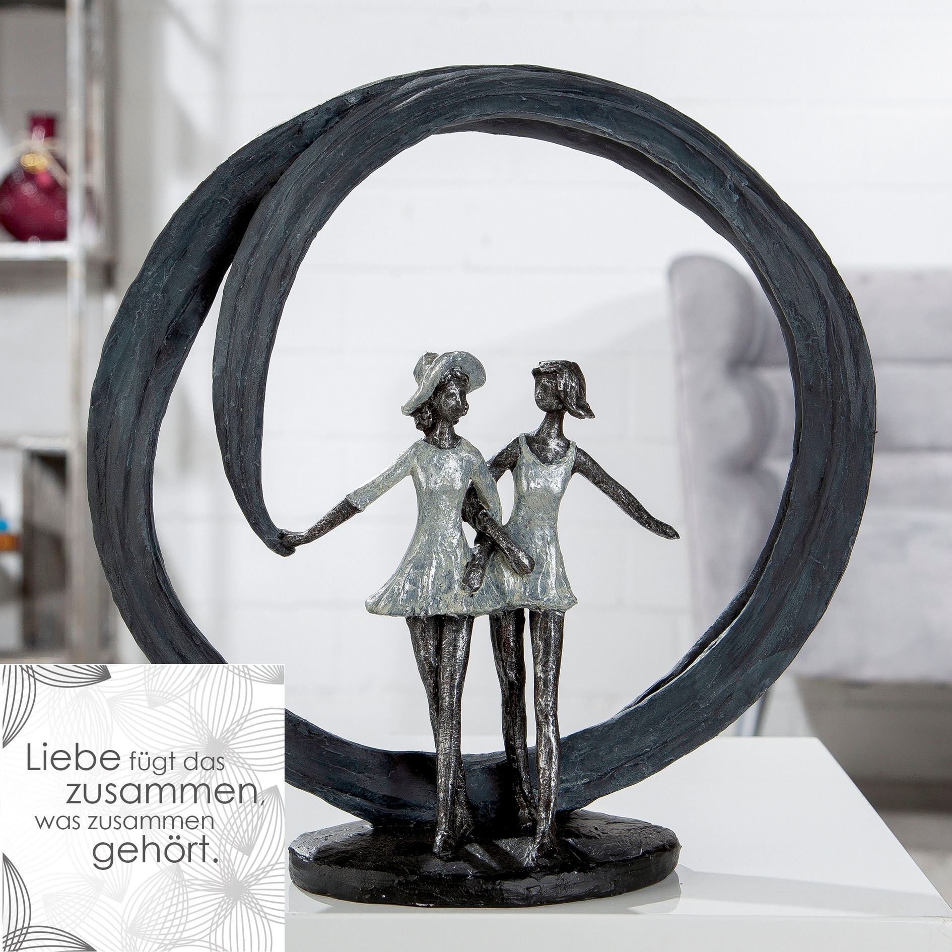 Casablanca by Gilde Dekofigur »Skulptur More than friends, grau/silber«, grau