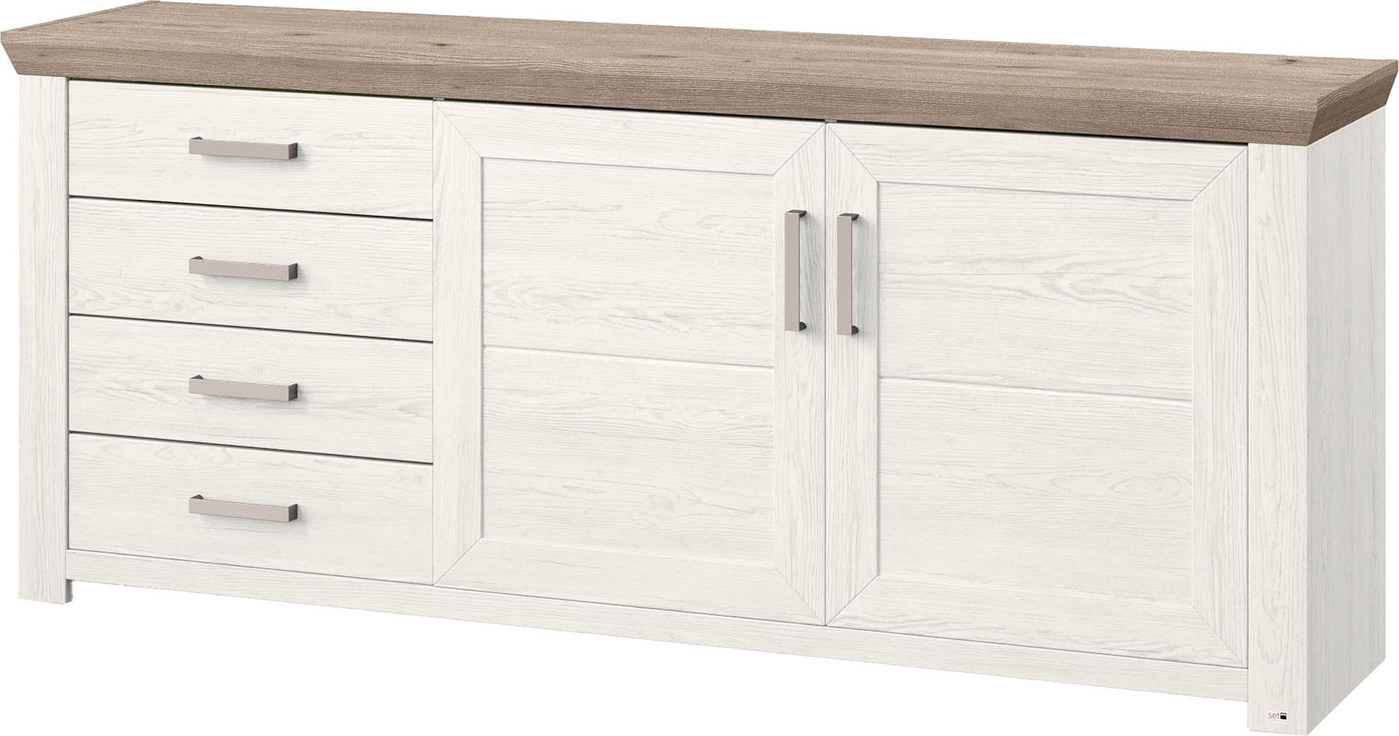 set one by Musterring Sideboard »York«, Typ 51, mit viel Stauraum, Bügelgriff silber, B 184 x H 79 cm