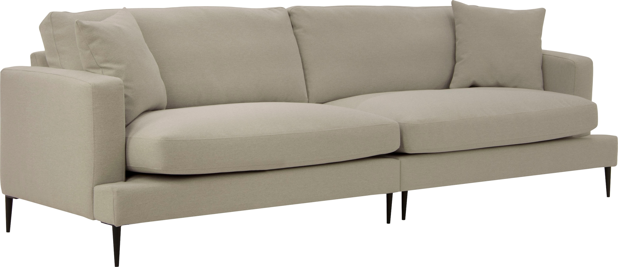 Leonique 3-Sitzer »Cozy elegantes Designsofa, Maße B/T/H: 211/97/80 cm«, mit losen Kissen und Metallbeinen
