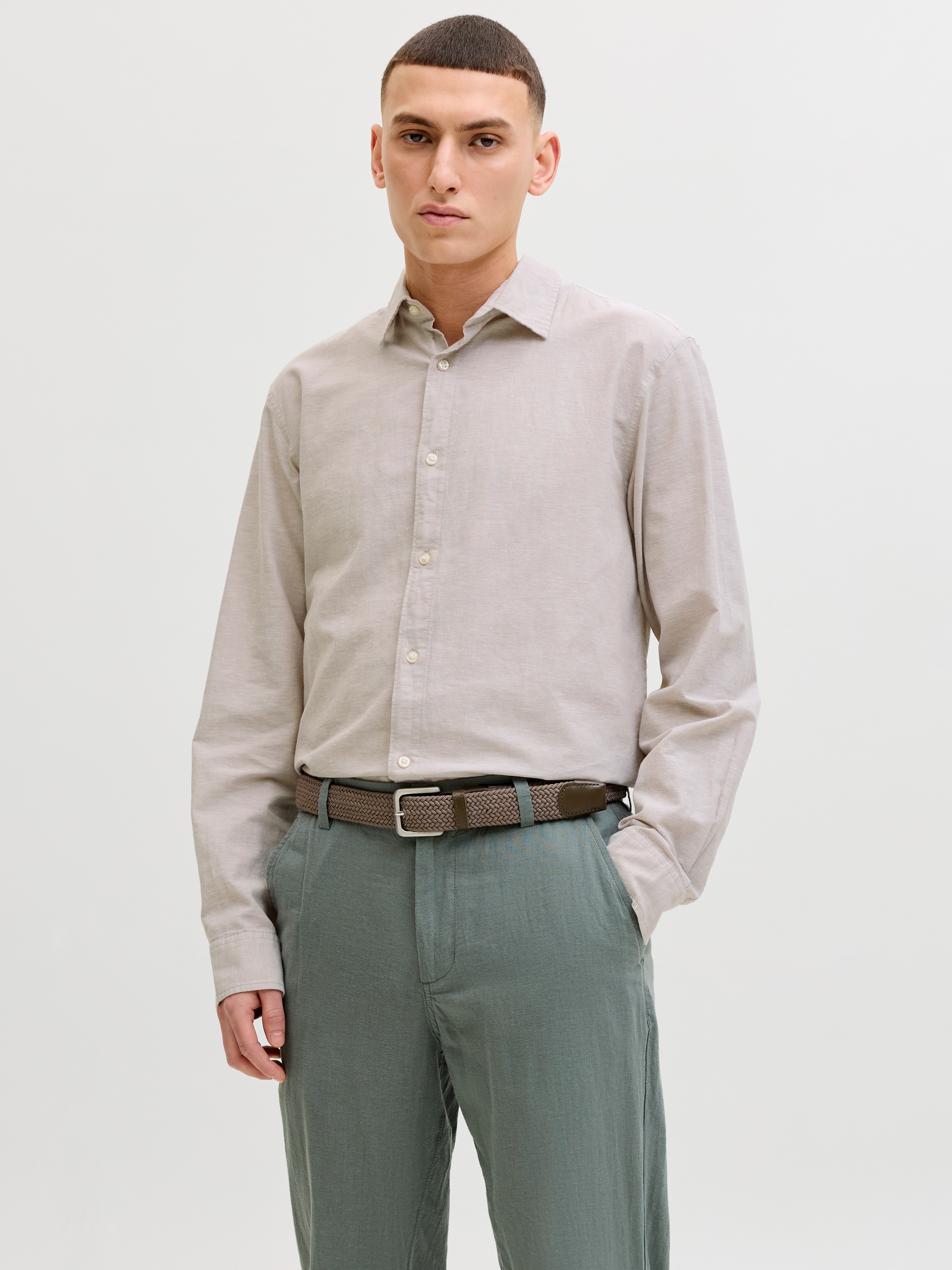 Jack & Jones Langarmhemd "JJEBREEZE LINEN BLEND SHIRT L/S SN" mit Knopfleis günstig online kaufen