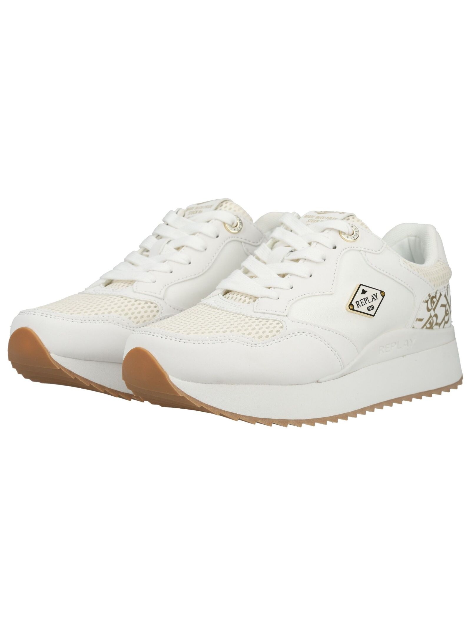 Sneaker REPLAY "Replay Sneaker Lederimitat", Damen, Gr. 38, weiß, Lederimitat, Schuhe Sneaker 3