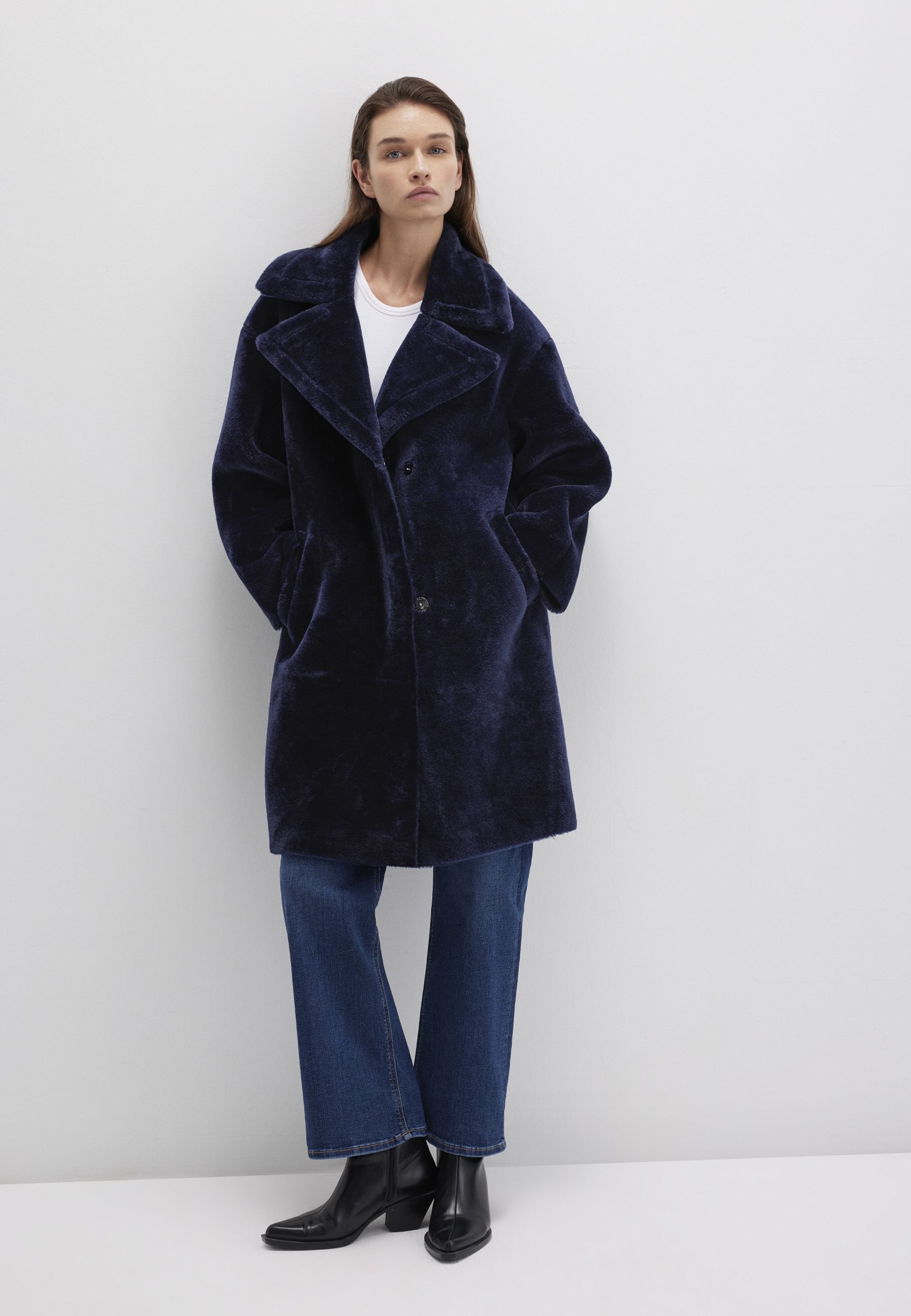 Mavi Parka »WOVEN LONG JACKET«, Kunstfell Mantel