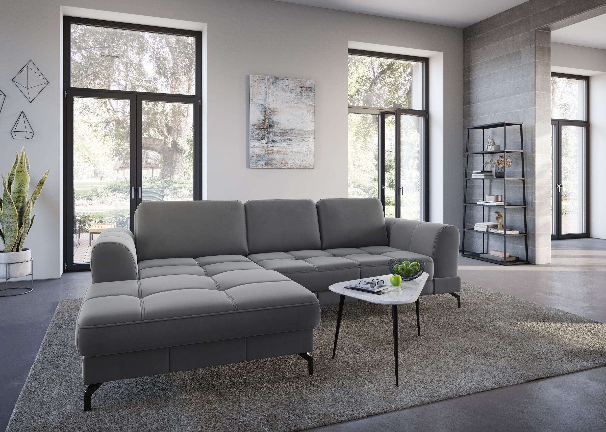 sit&more Ecksofa »Bendigo L-Form«, inklusive Sitztiefenverstellung, Bodenfreiheit 12 cm, in 2 Fußfarben