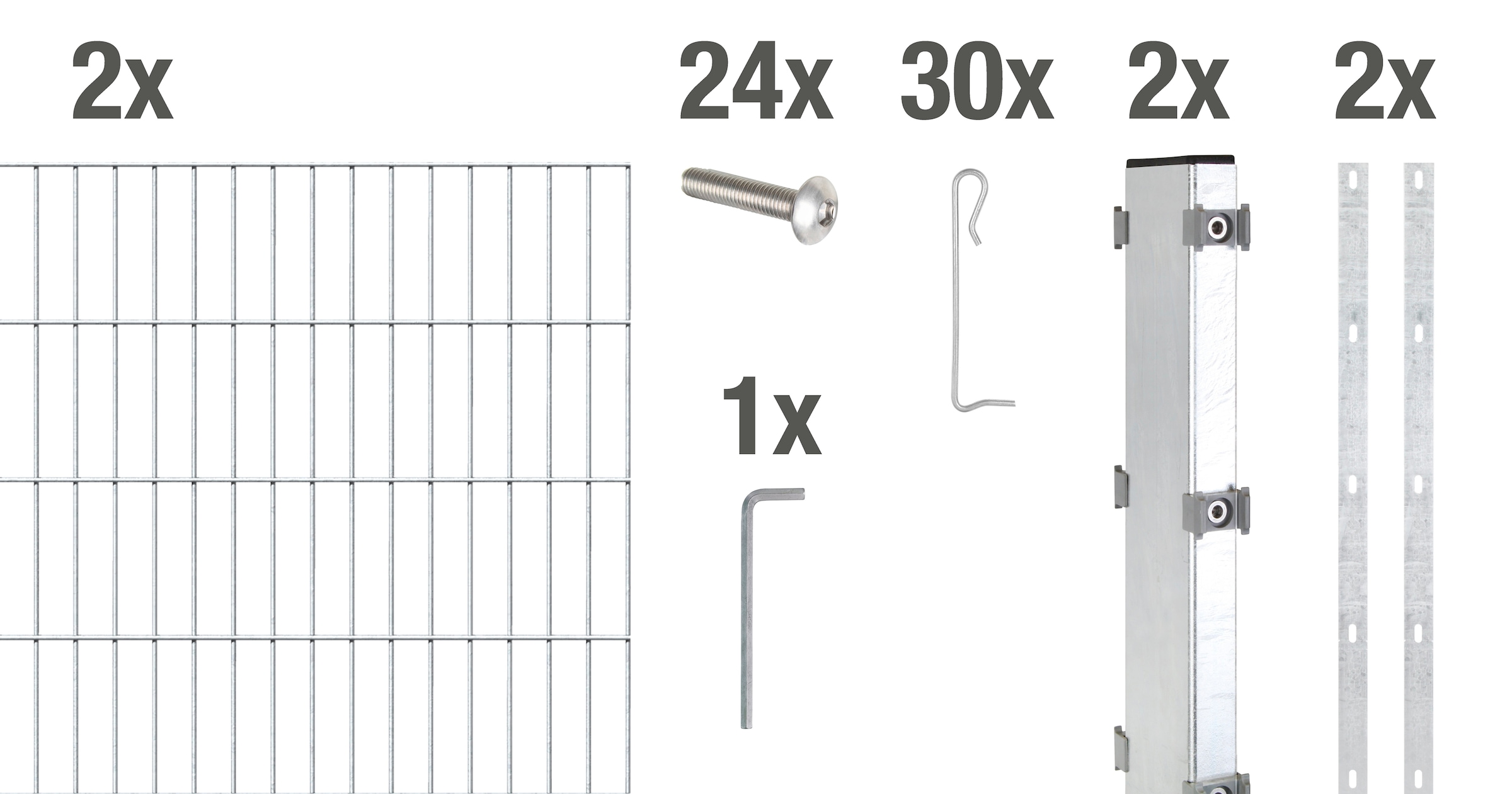 Alberts Gabionenzaun »Gabionen-Grundset Step²«, feuerverzinkt, Höhe: 100 und 180cm, Breite: 2m, zum Einbetonieren