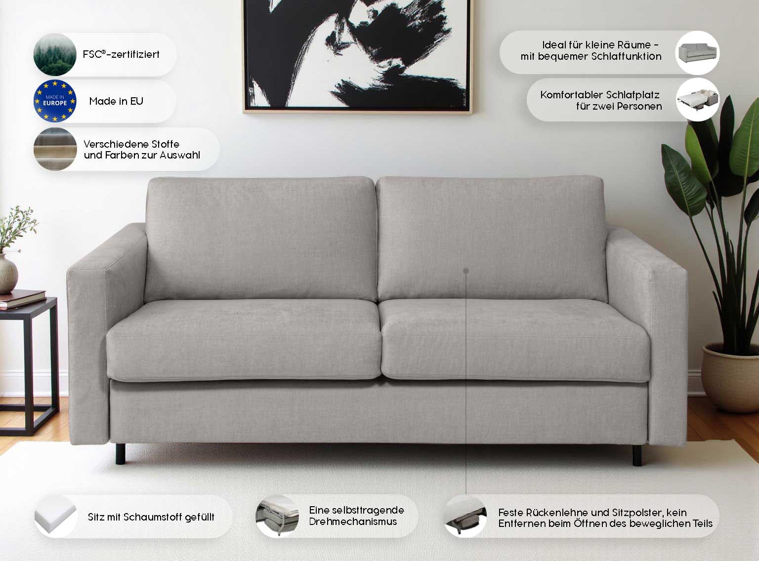 Home affaire Schlafsofa »Virming«, Dauerschlaf-Funktion mit Unterfederung und Matratze