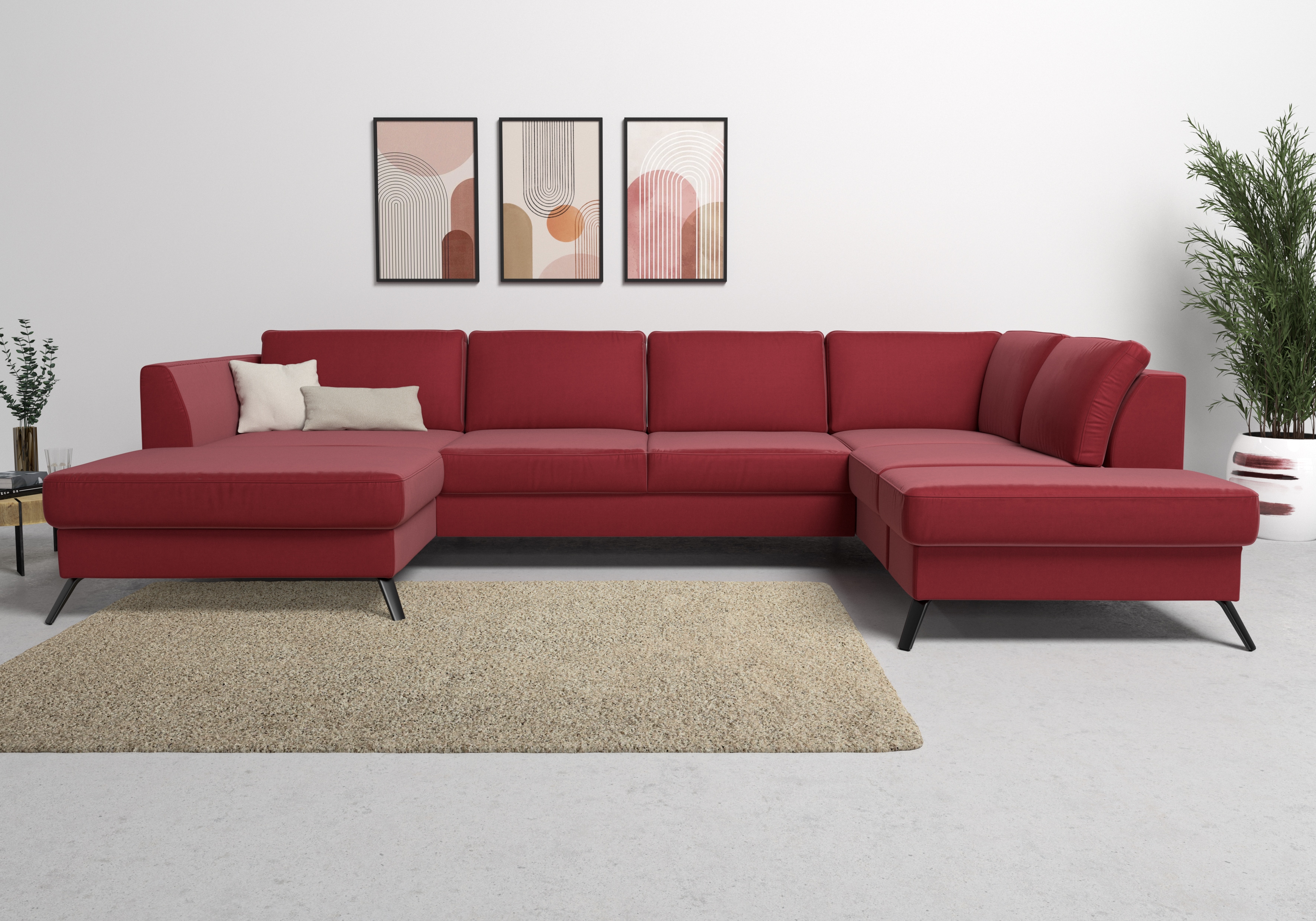 sit&more Wohnlandschaft "Olsen U-Form" inklusive Sitztiefenverstellung, optional Schlaffunktion, 15cm hoch