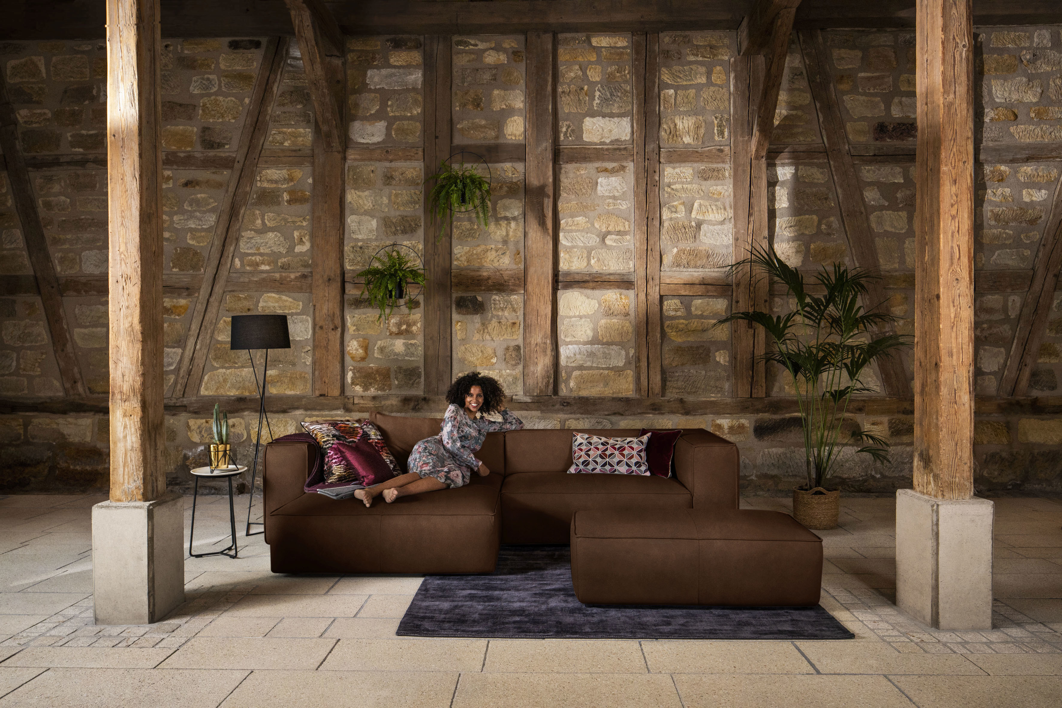 W.SCHILLIG Ecksofa "around-the-block Mega-Sofa & Hocker, viel Platz, Breite 300cm, L-Form" inklusive Hocker, mit eleganter Biese, mit Federkern