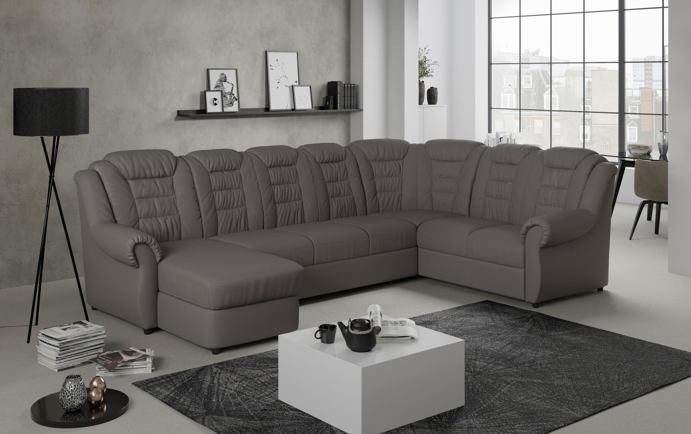 Home affaire Wohnlandschaft "Boston U-Form" mit hoher Rückenlehne, wahlweis günstig online kaufen