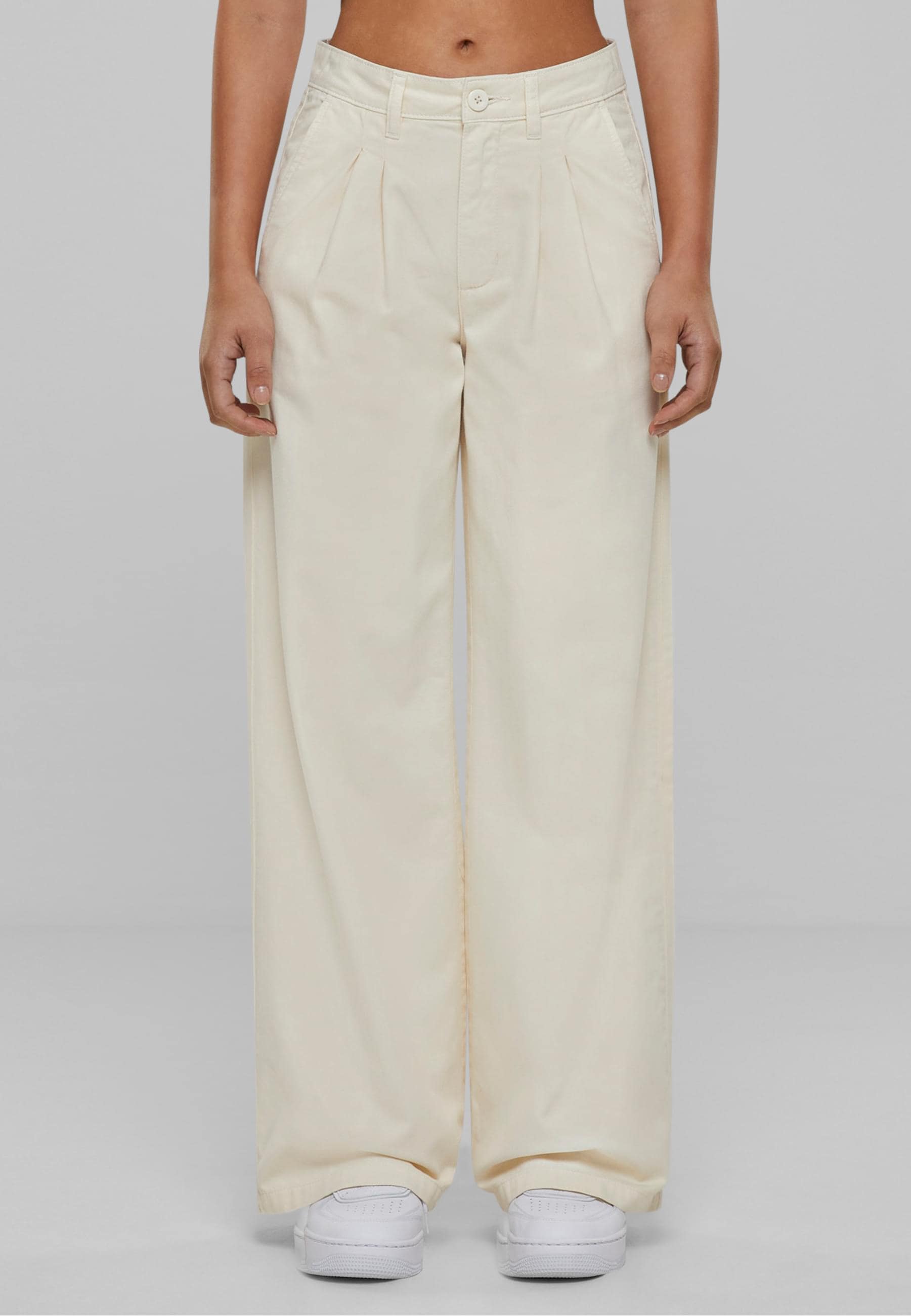 URBAN CLASSICS Stoffhose »Urban Classics Damen Ladies Organic Pleated Cotton Pants«, (1 tlg.)