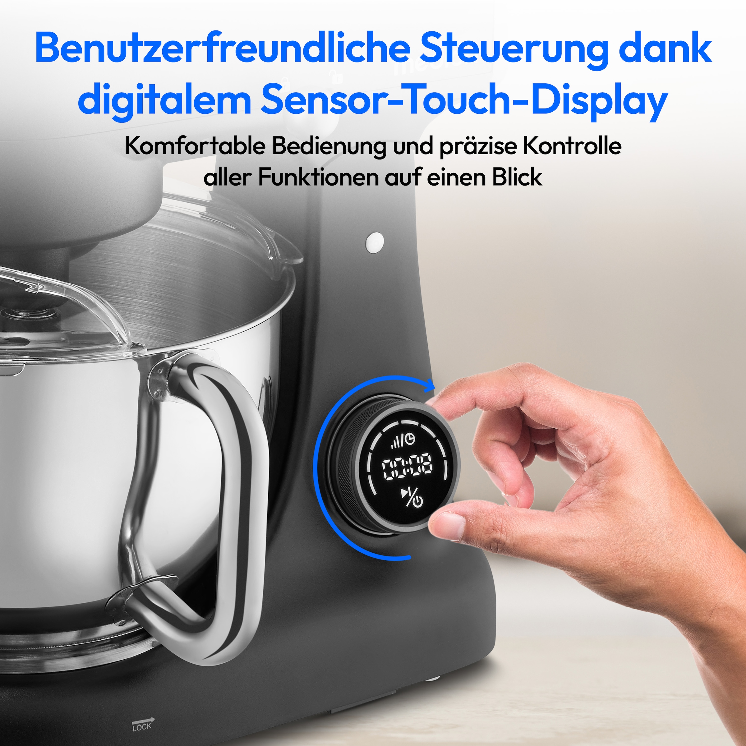 Medion® Küchenmaschine »MD 12600, 8 Geschwindigkeitsstufen, Impulsfunktion, DC-Motor, 4,6 L«, Mit umfangreichem Zubehör-Set, Fleischwolf-Aufsatz, Gemüsereibe
