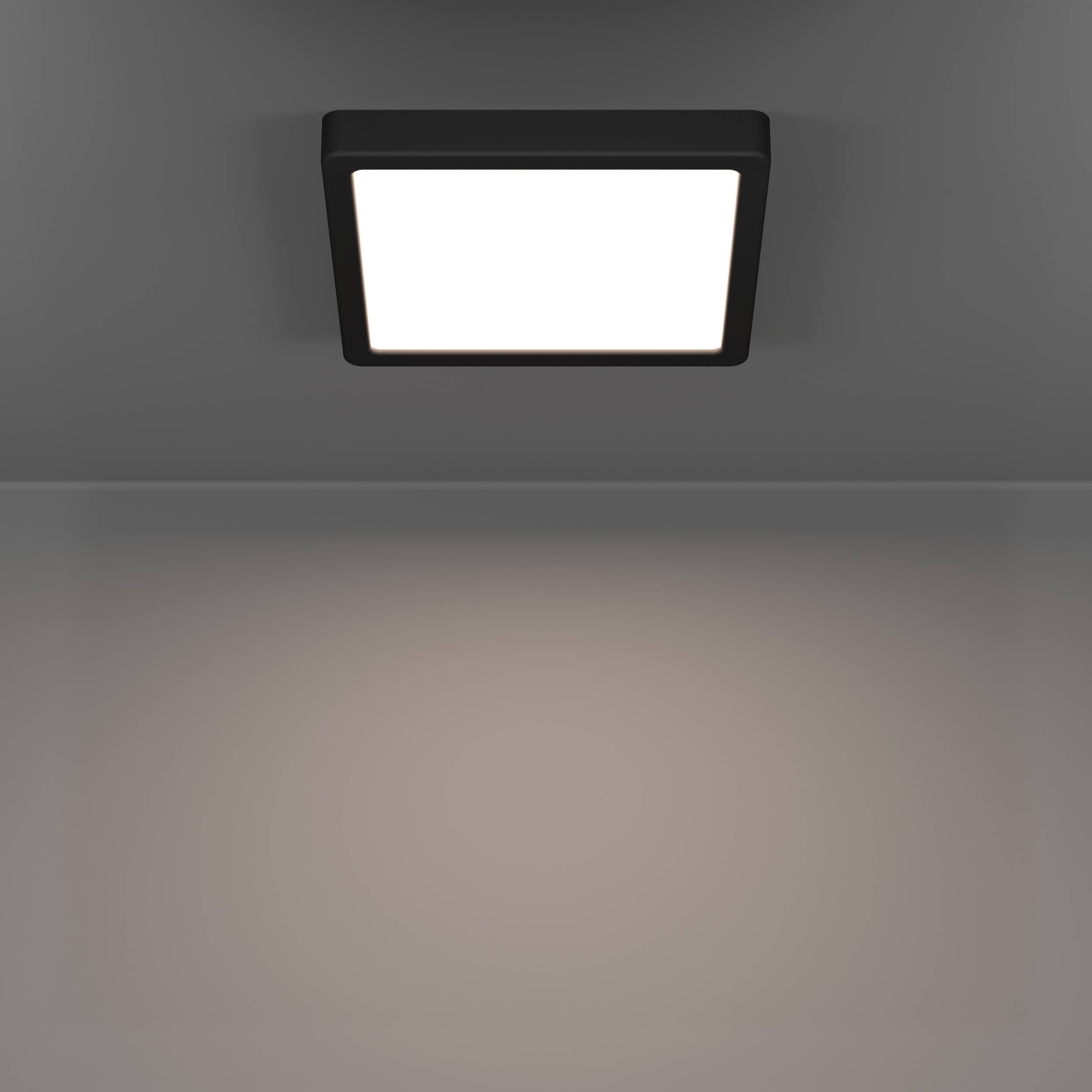 EGLO Aufbauleuchte »Fueva 6-Z Deckenlampe, ZigBee, App und Sprachsteuerung, Badlampe, IP44« LED-Modul 1 Stk. Kaltweiß | RGB Aufbauleuchte - L22 x B22 x H2,5 cm - schwarz - 10,5W inkl.