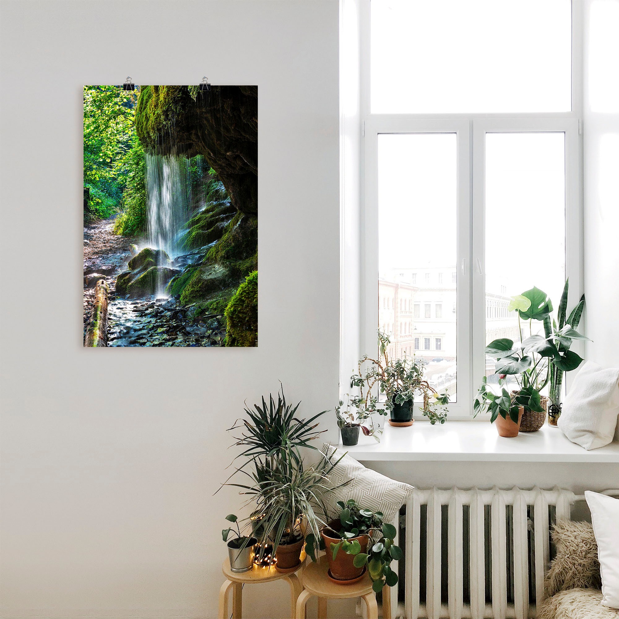 Artland Wandbild »Moosbedeckter Wasserfall«, Wasserfallbilder, (1 St.), als Alubild, Outdoorbild, Leinwandbild, Wandaufkleber, versch. Größen