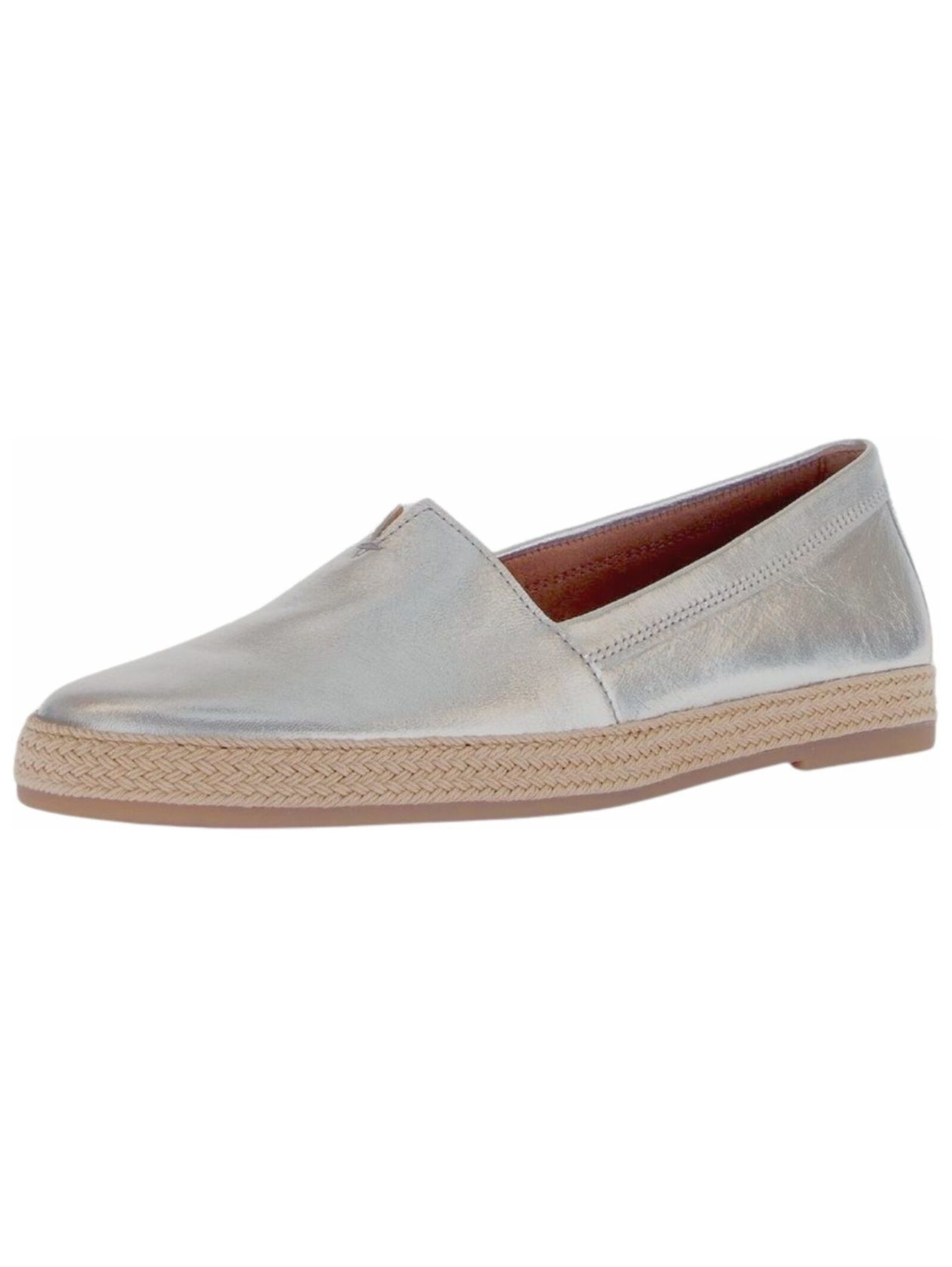 Espadrille GABOR "Gabor Halbschuhe Leder", Damen, Gr. 38, silber, Leder, Schuhe Espadrille