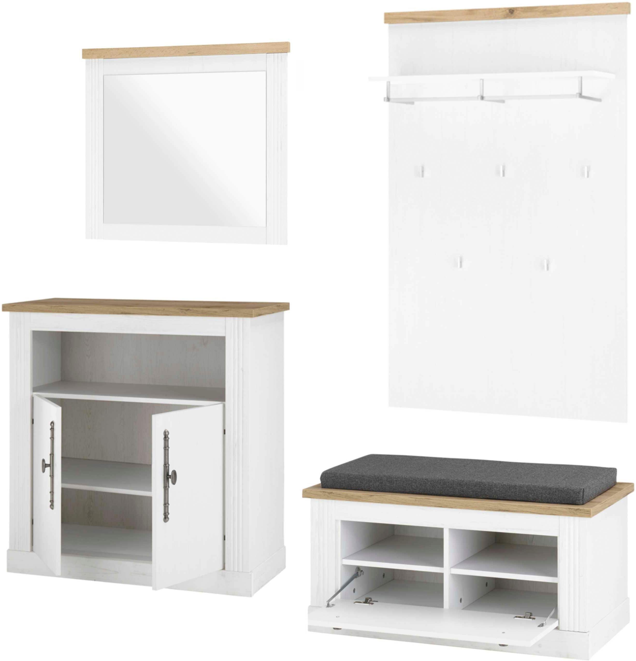 OTTO home Garderoben-Set "Westminster, Garderobe im Landhausstil, Komplettset mit viel Stauraum" 4 Stk. tlg.