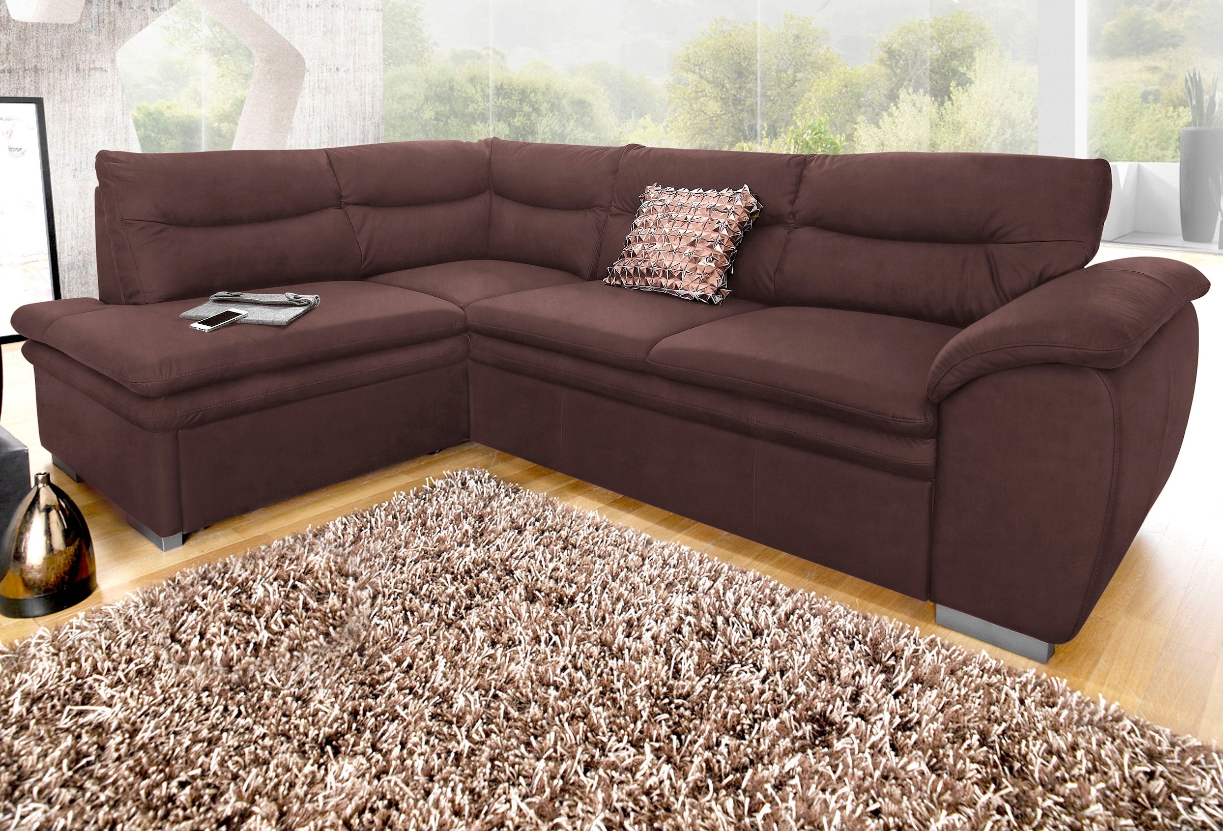 COTTA Ecksofa "Leandra L-Form", wahlweise mit Bettfunktion & Bettkasten günstig online kaufen