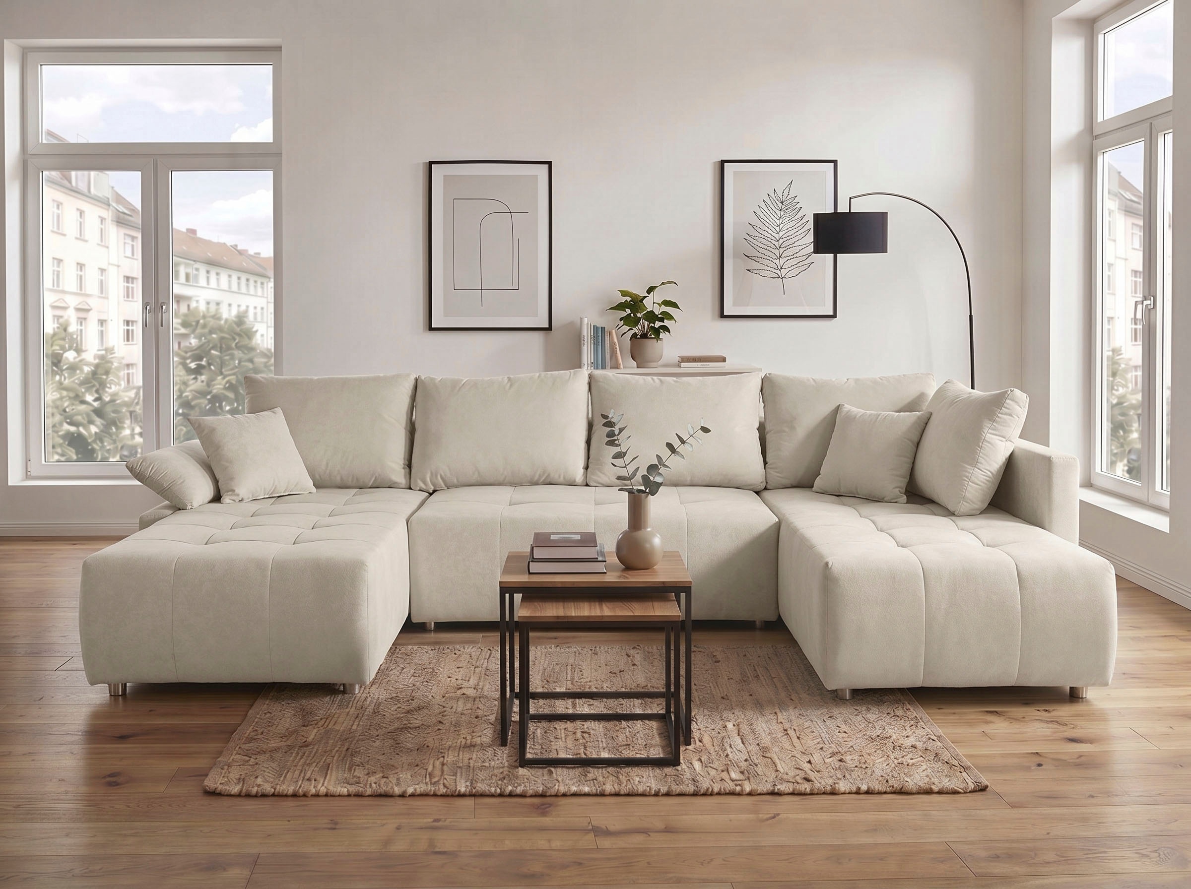 COLLECTION AB Wohnlandschaft »Funtastic U-Form, B:288 cm, Schlaffunktion, Bettkasten, auch in Cord« Schlaffunktion, Bonnelfederkern, Rückenkissen, Armteilverstellung