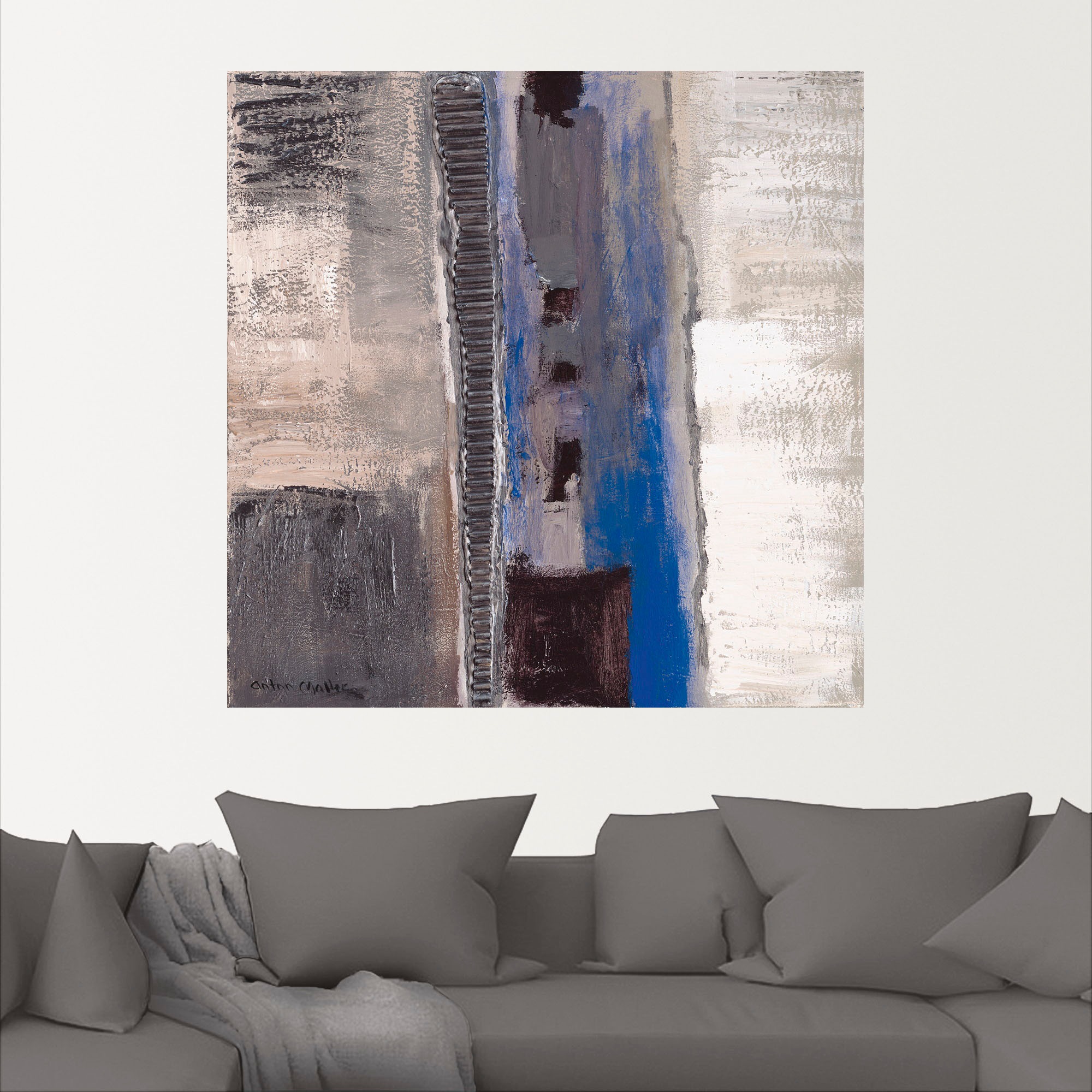 Artland Wandbild »Blau-silber Abstrakt II«, Muster, (1 St.), als Leinwandbild, Poster in verschied. Größen