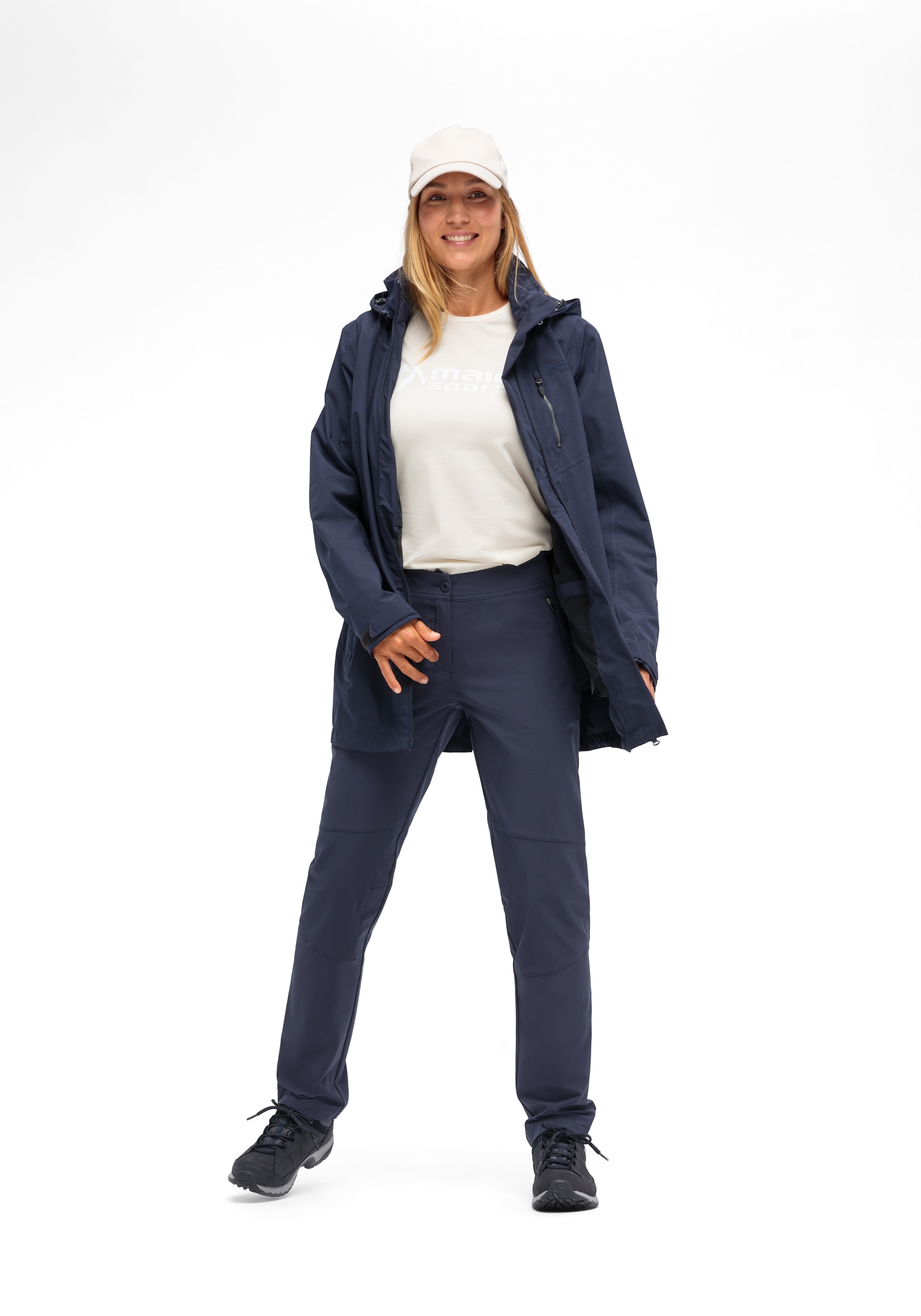 Maier Sports Outdoorjacke »Perdura rec W«, Damen Funktionsmantel, wasserdichter Mantel mit Kapuze, Wanderjacke