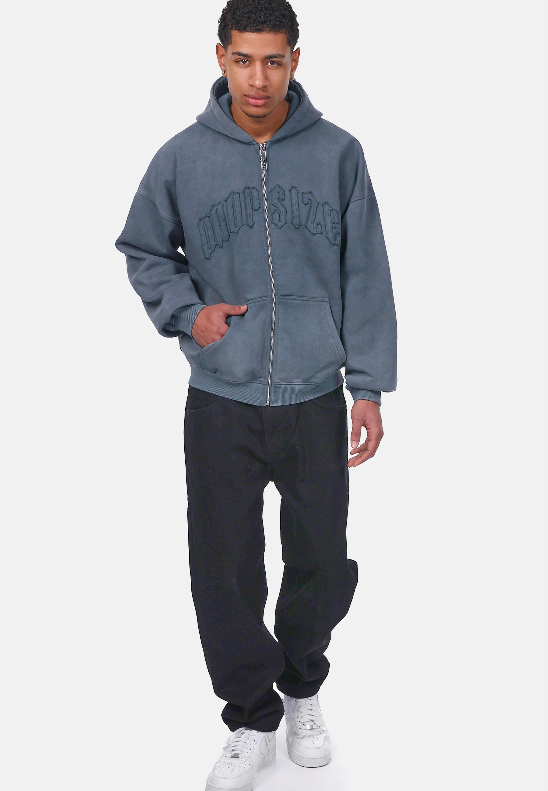 Dropsize Sweatjacke »Dropsize SUPER HEAVY OVERISZE RAW EDGES ZIP HOODIE«
