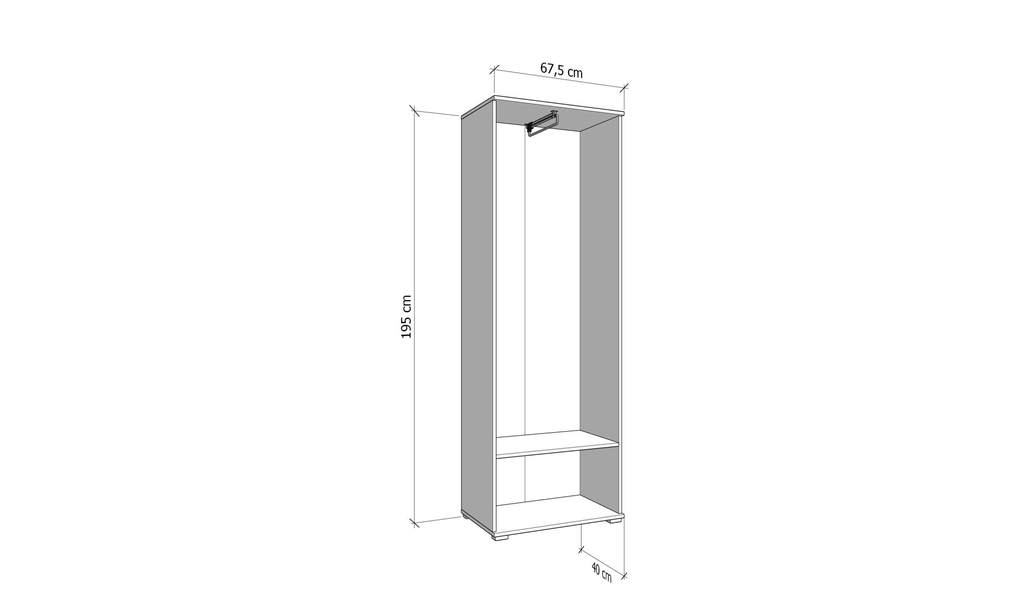 Home affaire Garderobenschrank »Lorca Drehtürenschrank, Dielenschrank , Flurschrank, Mehrzweckschrank« Modernes Design in Eiche-Optik mit ABS-Kanten, 2-türig