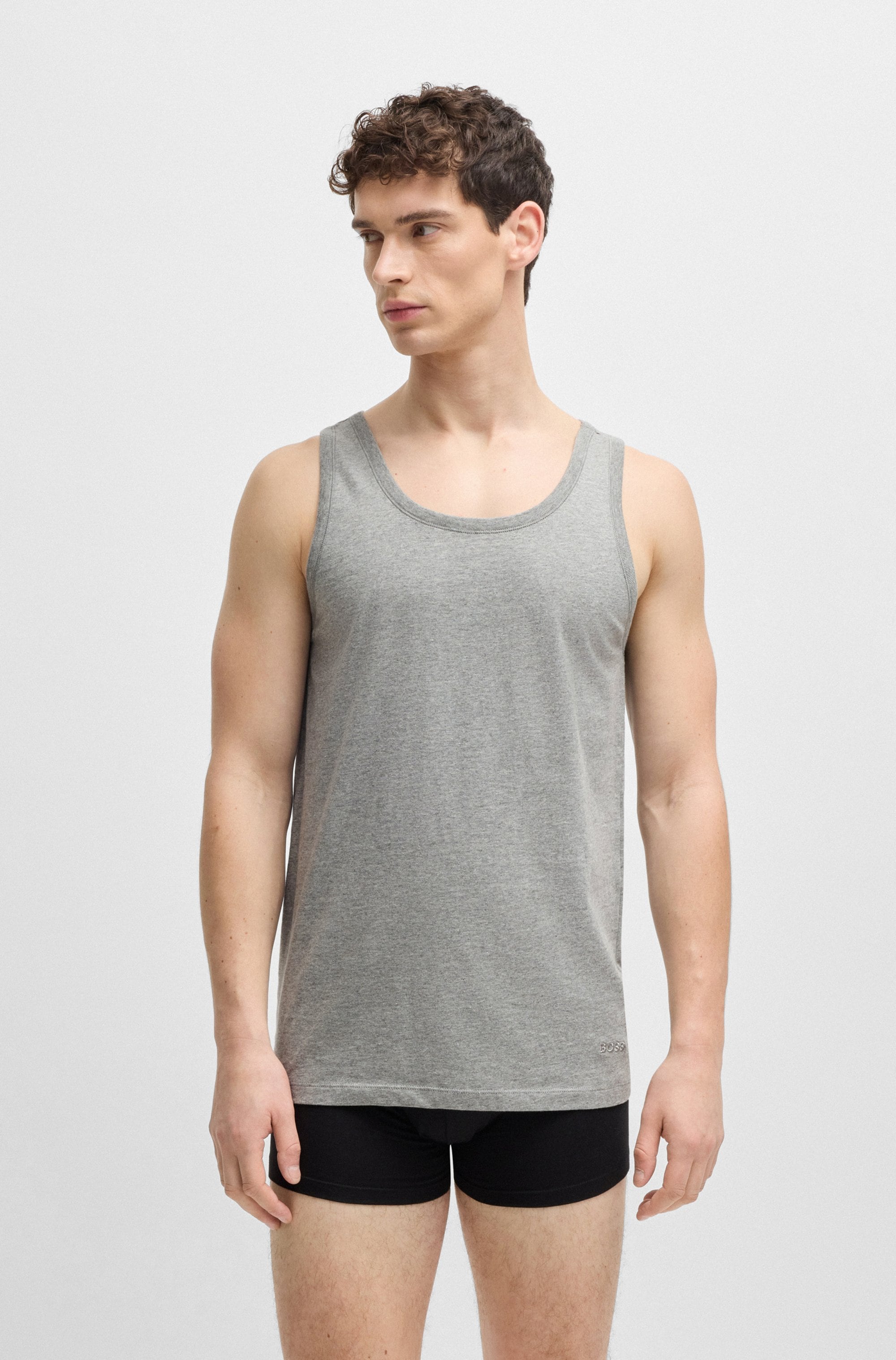 BOSS Unterhemd »Tank Top 3P CO«, (Packung, 3 St.), mit Rippbündchen