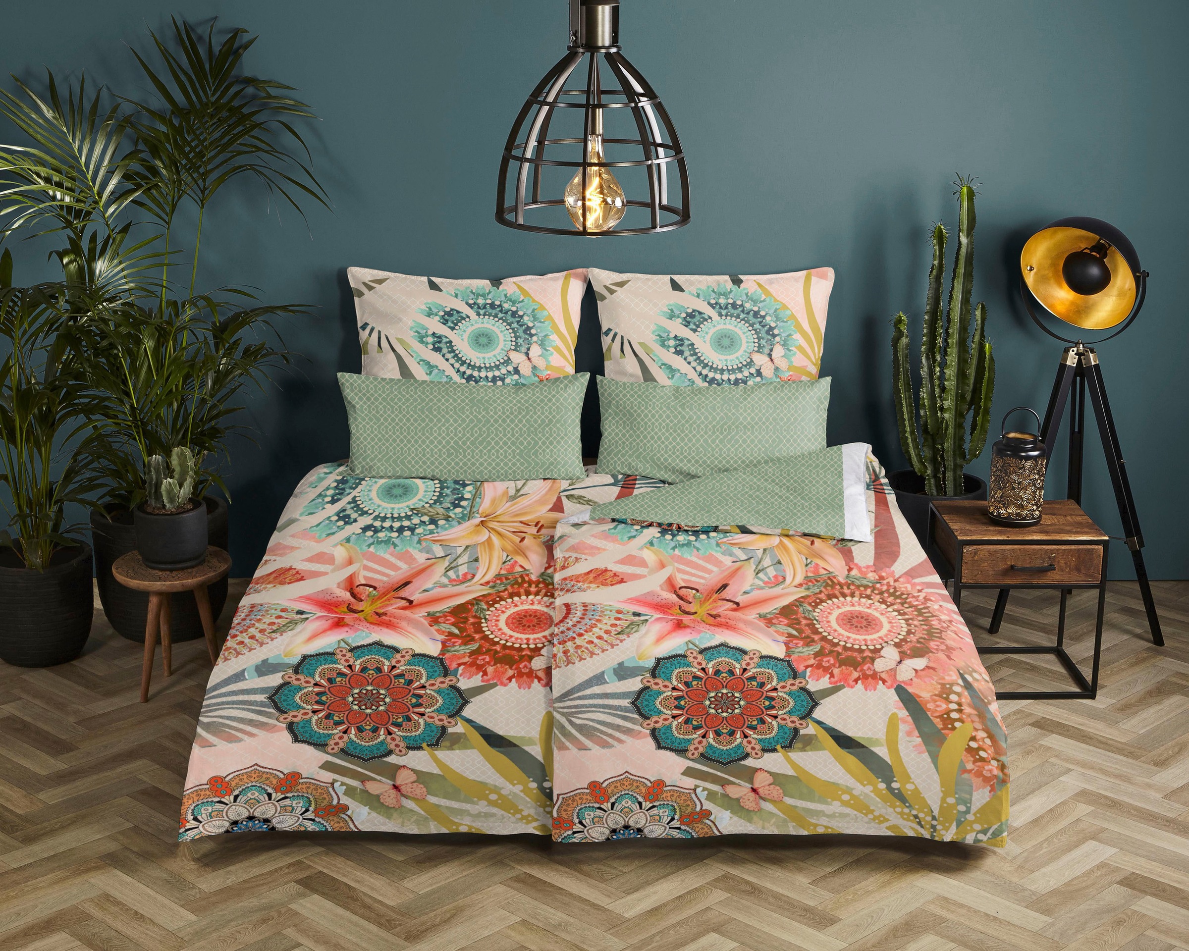 hip Wendebettwäsche »Mateo«, Mako-Satin, 135x200, Reißverschluss, Wendeoptik, Mandala, Bunt
