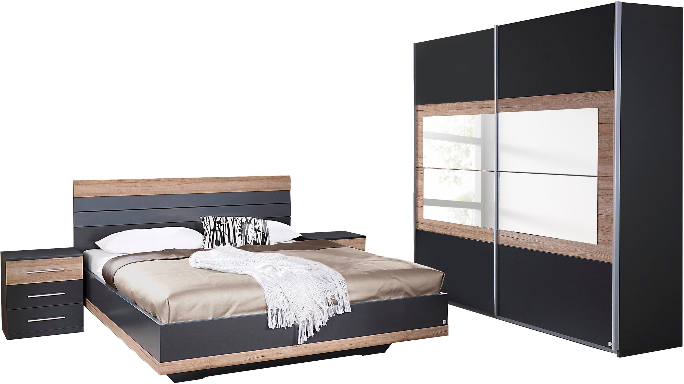 Schlafzimmer-Set »Tarragona«, (Set, 4 St.), Schwebetürenschrank in 3 Breiten, Bett in...