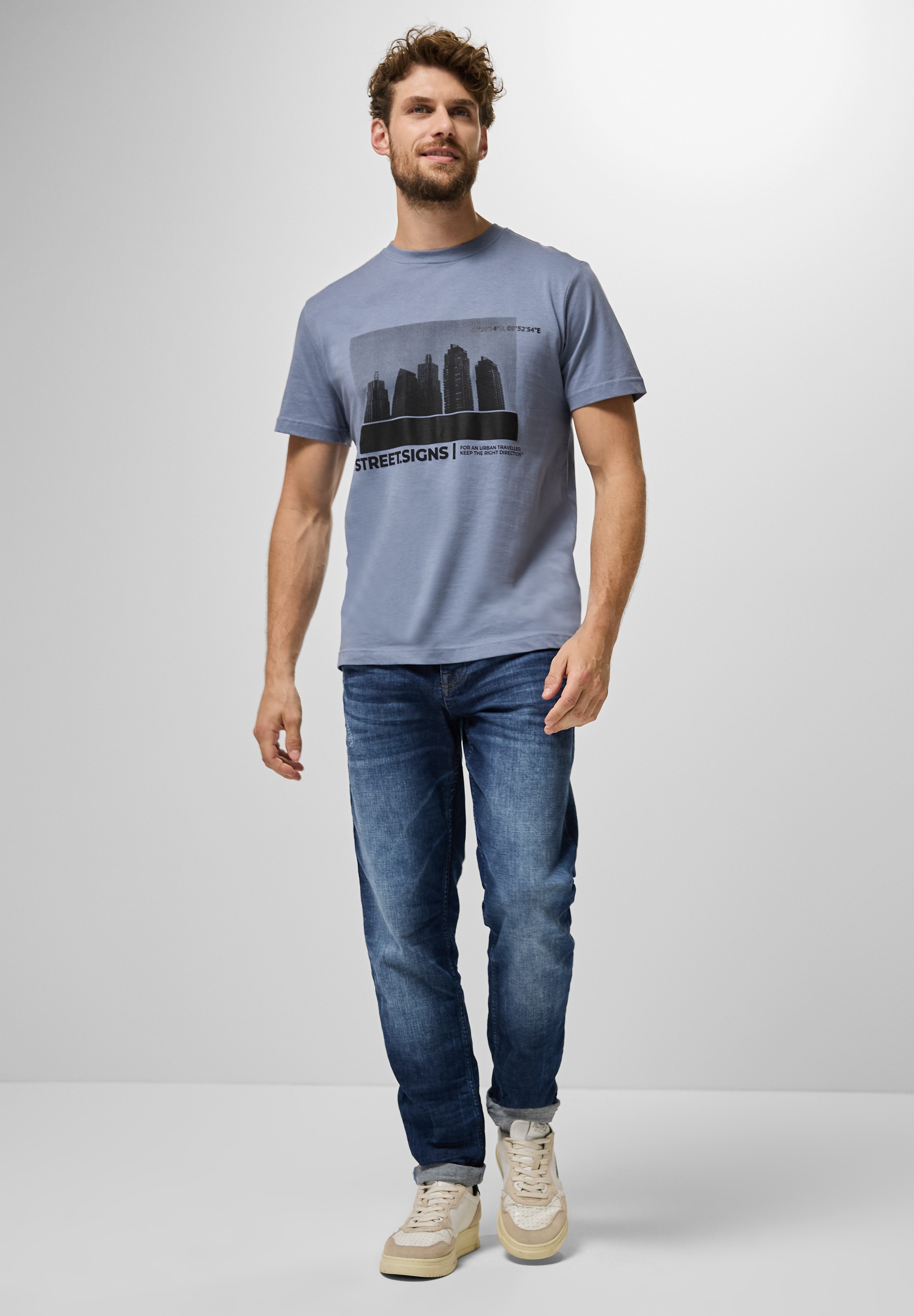 STREET ONE MEN Langarmshirt, aus reiner Baumwolle