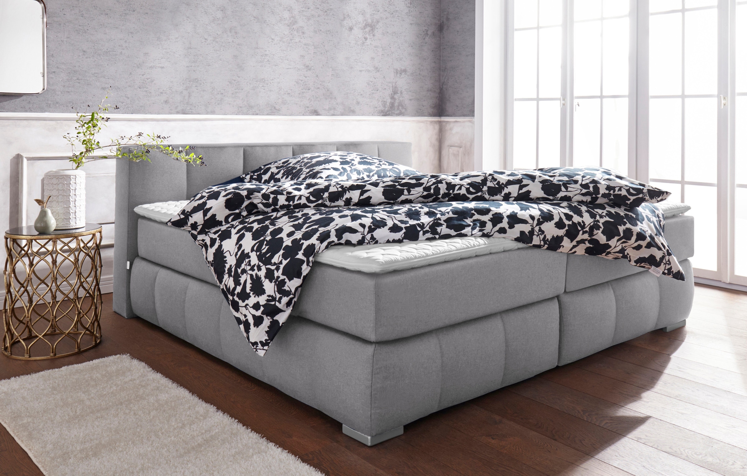 Guido Maria Kretschmer Home&Living Boxspringbett »Chelles«, inkl. Topper, in XXL- Überlänge 220 cm, Unterbox mit feine Wölbung