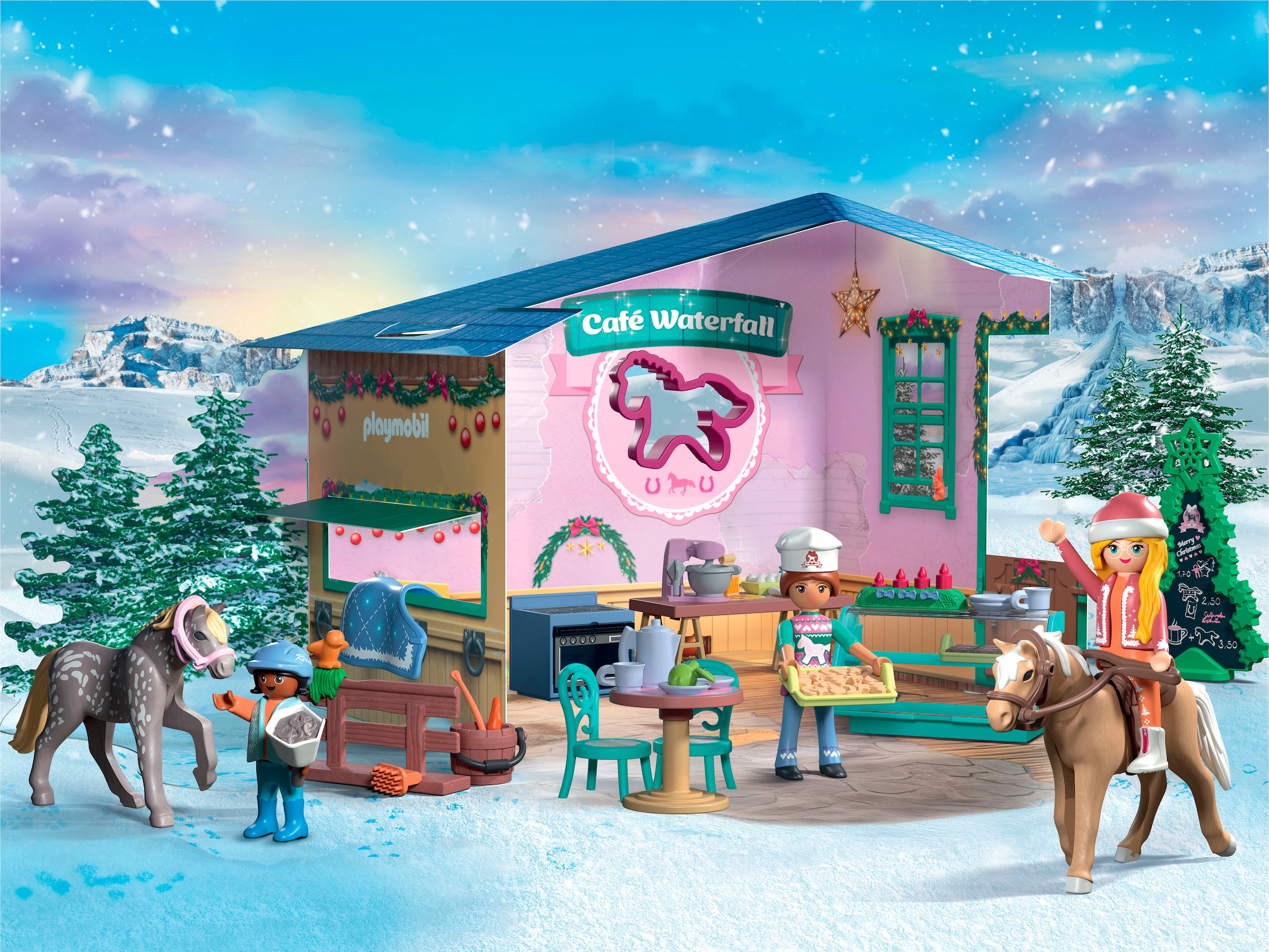 Playmobil® Spielzeug-Adventskalender »Weihnachtsbacken im Reitercafé (71952), Horses of Waterfall«, ab 4 Jahren, Made in Germany