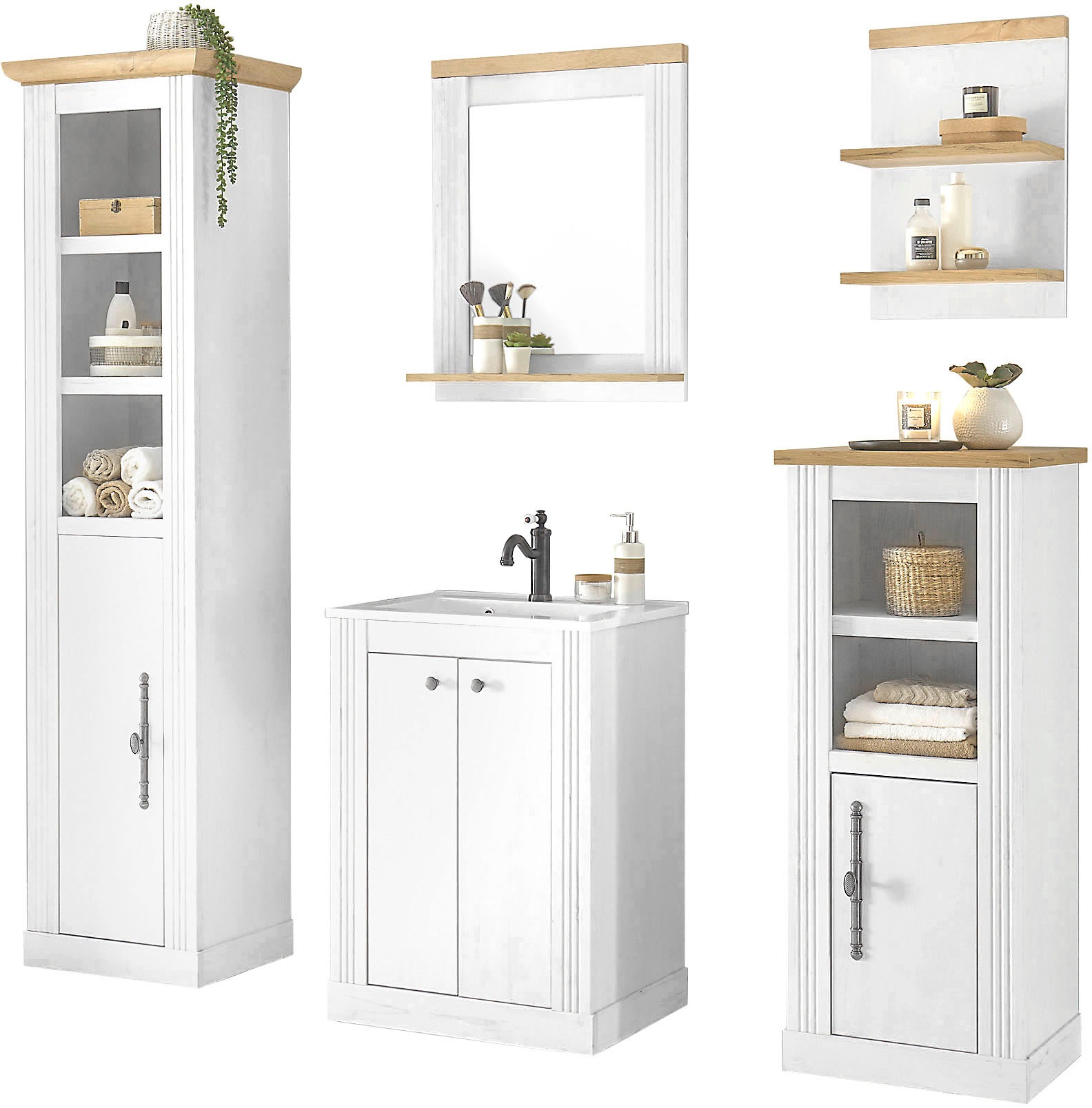 OTTO home Badmöbel-Set "WESTMINSTER, Bad im Landhausstil, 5-teiliges Badezi günstig online kaufen