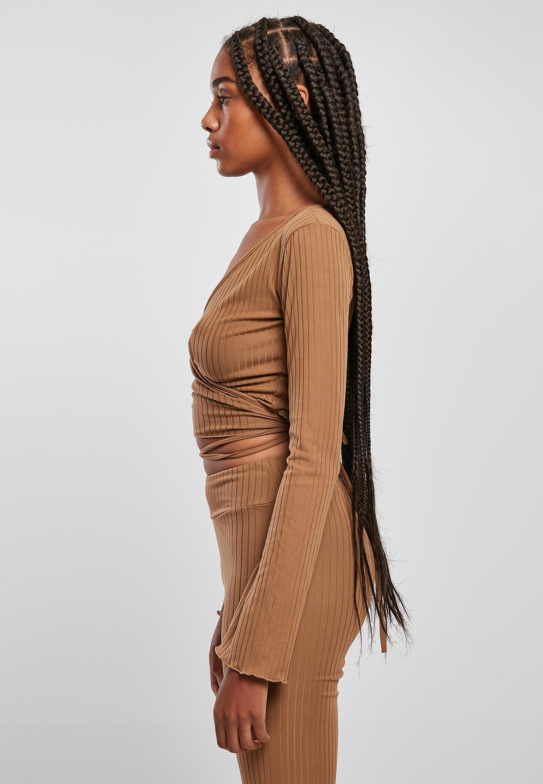 URBAN CLASSICS Longsleeve »Urban Classics Damen Ladies Cropped Rib Wrapped Longsleeve«, (1 tlg.)