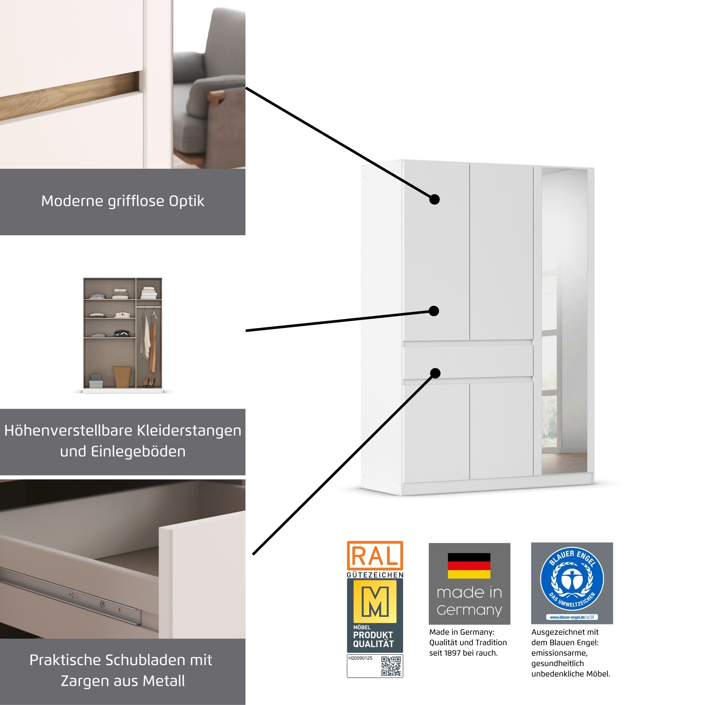 Thumbnail - rauch Kleiderschrank "Tübingen" mit Spiegel