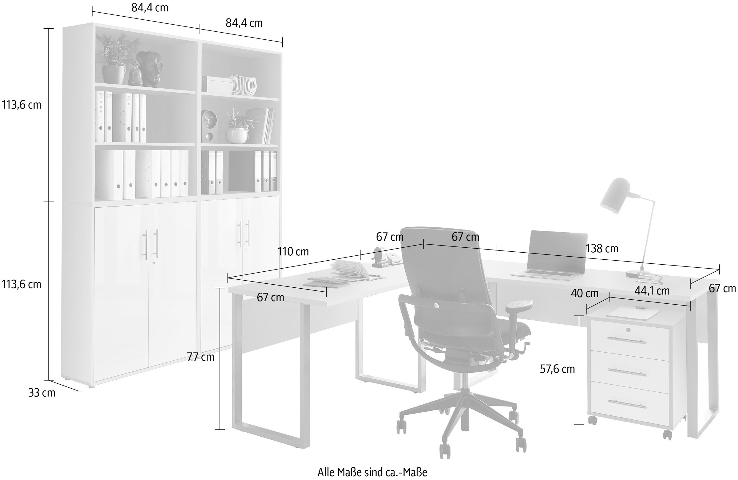 BMG Möbel Büromöbel-Set »Tabor«, (Set, 6 tlg.)