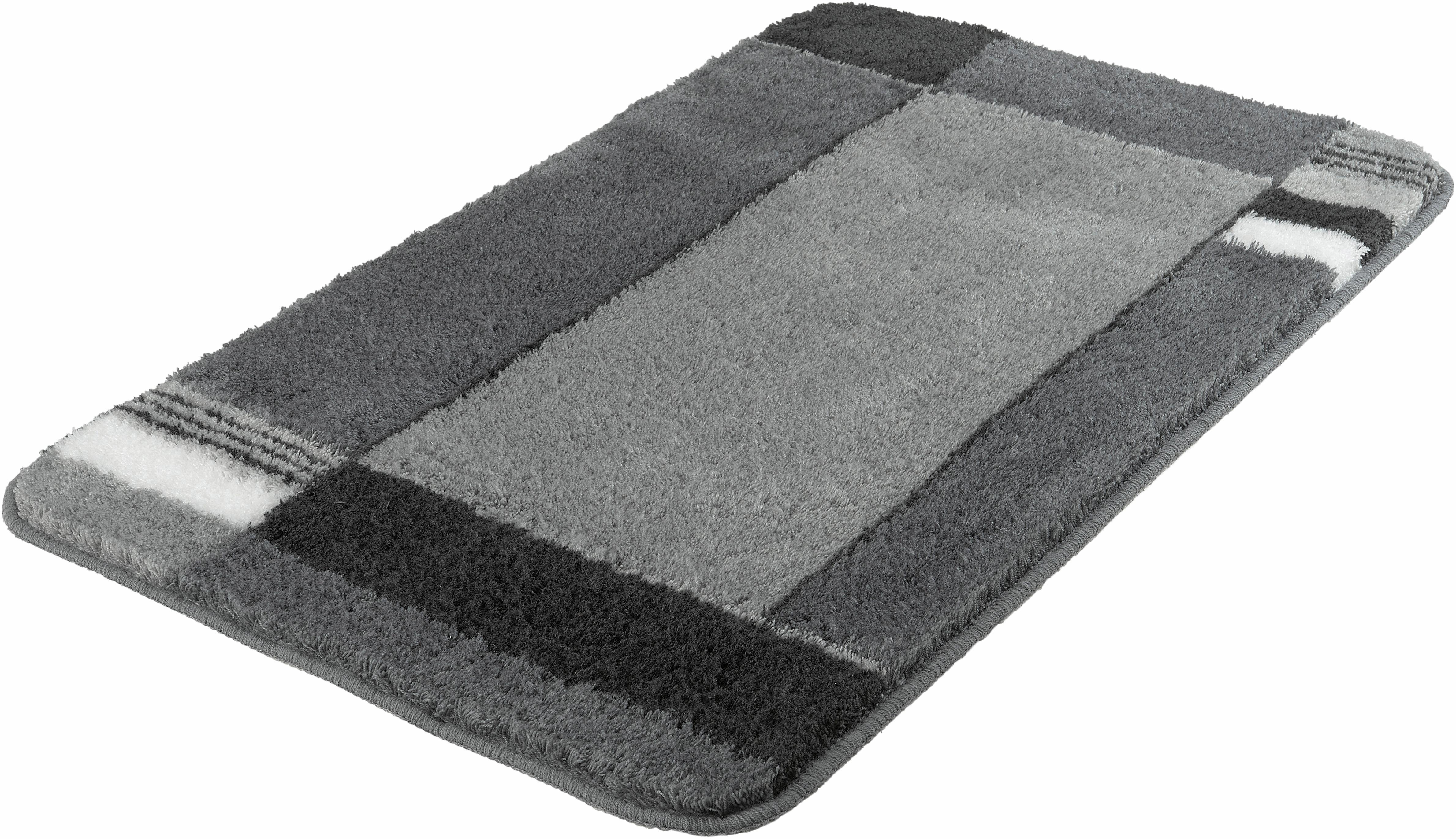 Kleine Wolke Badematte "Padova, Badvorleger, Badezimmer Teppich" Höhe 20 mm rutschhemmend beschichtet fußbodenheizungsgeeignet Badteppich, modernes Design, mit Bordüre, Kundenliebling