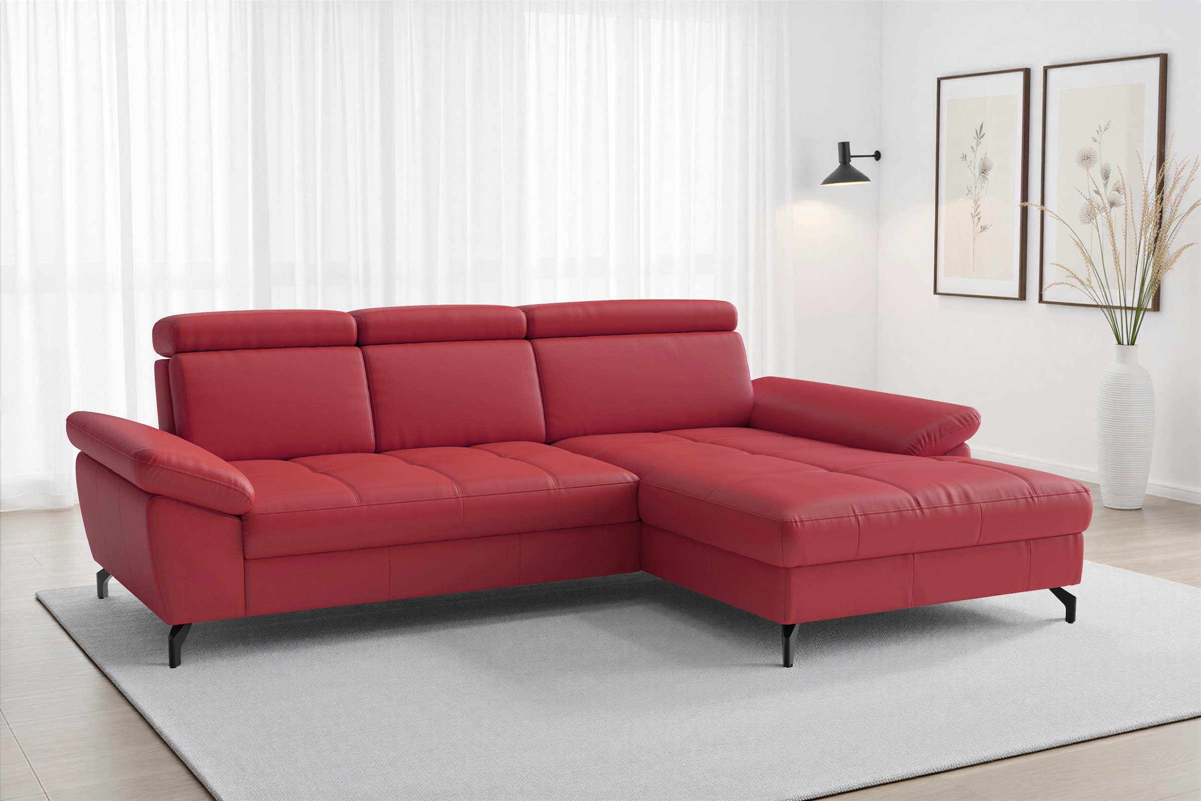 sit&more "Vanity L-Form, Leder, B: 264 cm, mit Sitz-, Kopf u. Armteilverstellung" Couch optional mit Schlaffunktion & Bettkasten, in Leder