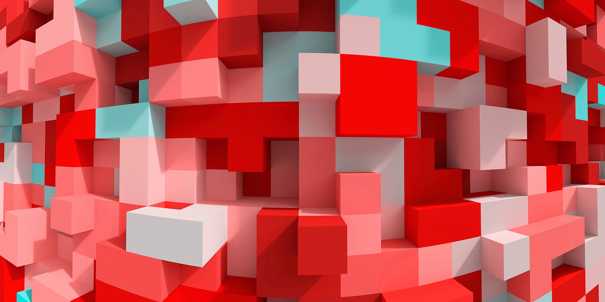 Fototapete »3D Cubes Red«, Vlies, Wand, Schräge