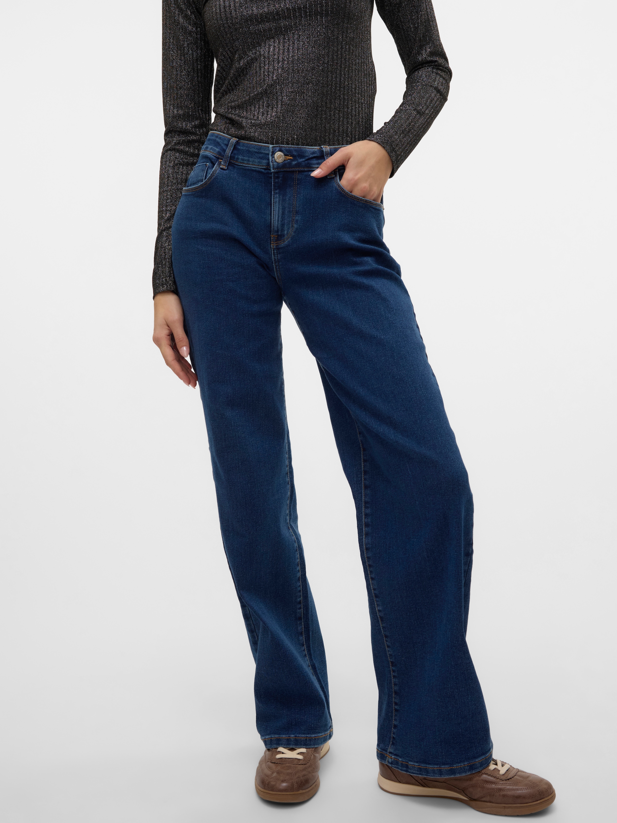 Vero Moda Weite Jeans "VMELLY MR WIDE JEANS BLUE NOOS" günstig online kaufen