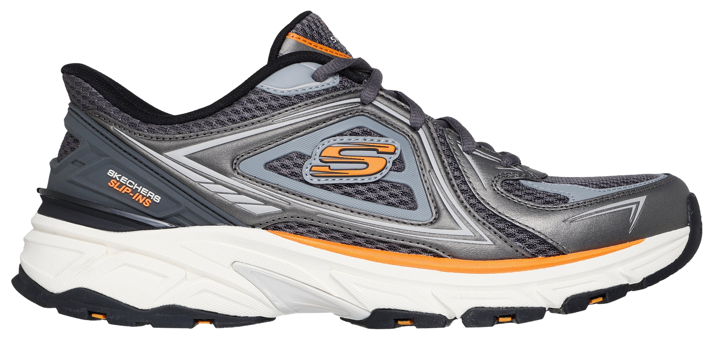 Slip-On Sneaker SKECHERS "STAMINA SPORT", Herren, Gr. 39, dunkelgrau, Leder, Mesh, Schuhe, Trainingsschuh, Retro Sneaker mit Slip-ins 2