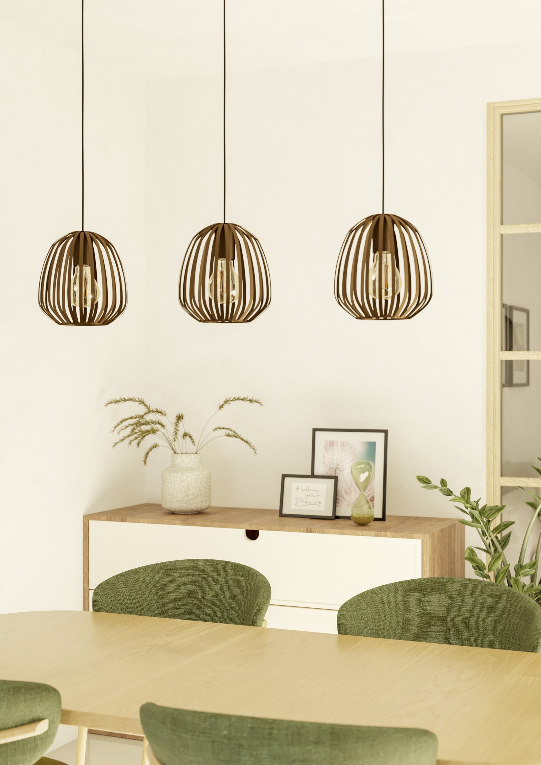 EGLO Hängeleuchte »ESPINAL Pendellampe - Stahl - E27 - 3X40W - IP20« E27 1 Stk. Hängelampe, Deckenlampe, Wohnzimmer, Esszimmer, L90 x B19,5 x H110 cm