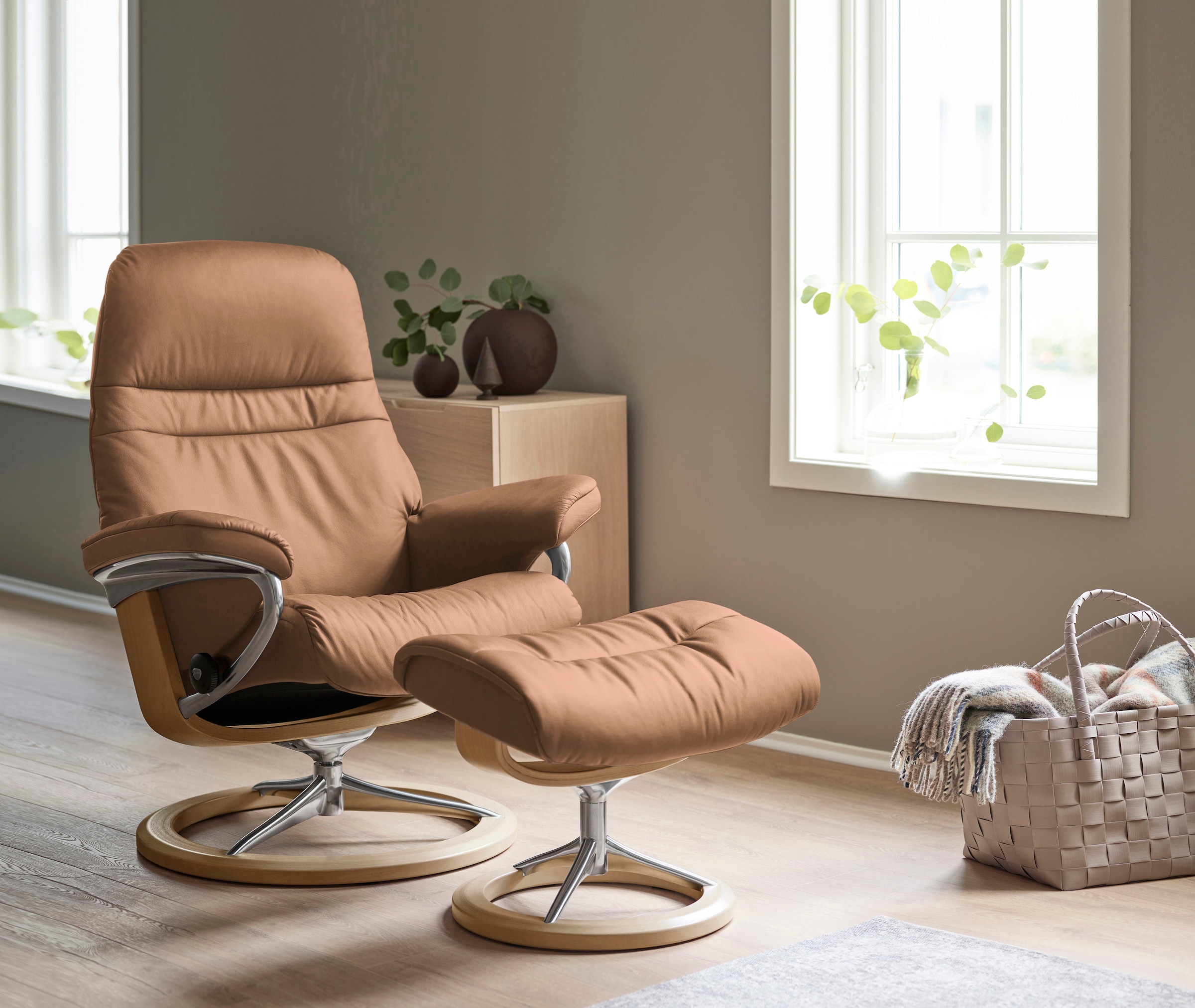 L, Eiche | BAUR Stressless® »Sunrise«, Hocker), Relaxsessel (Set, mit Gestell mit Relaxsessel kaufen Base, Signature Größe