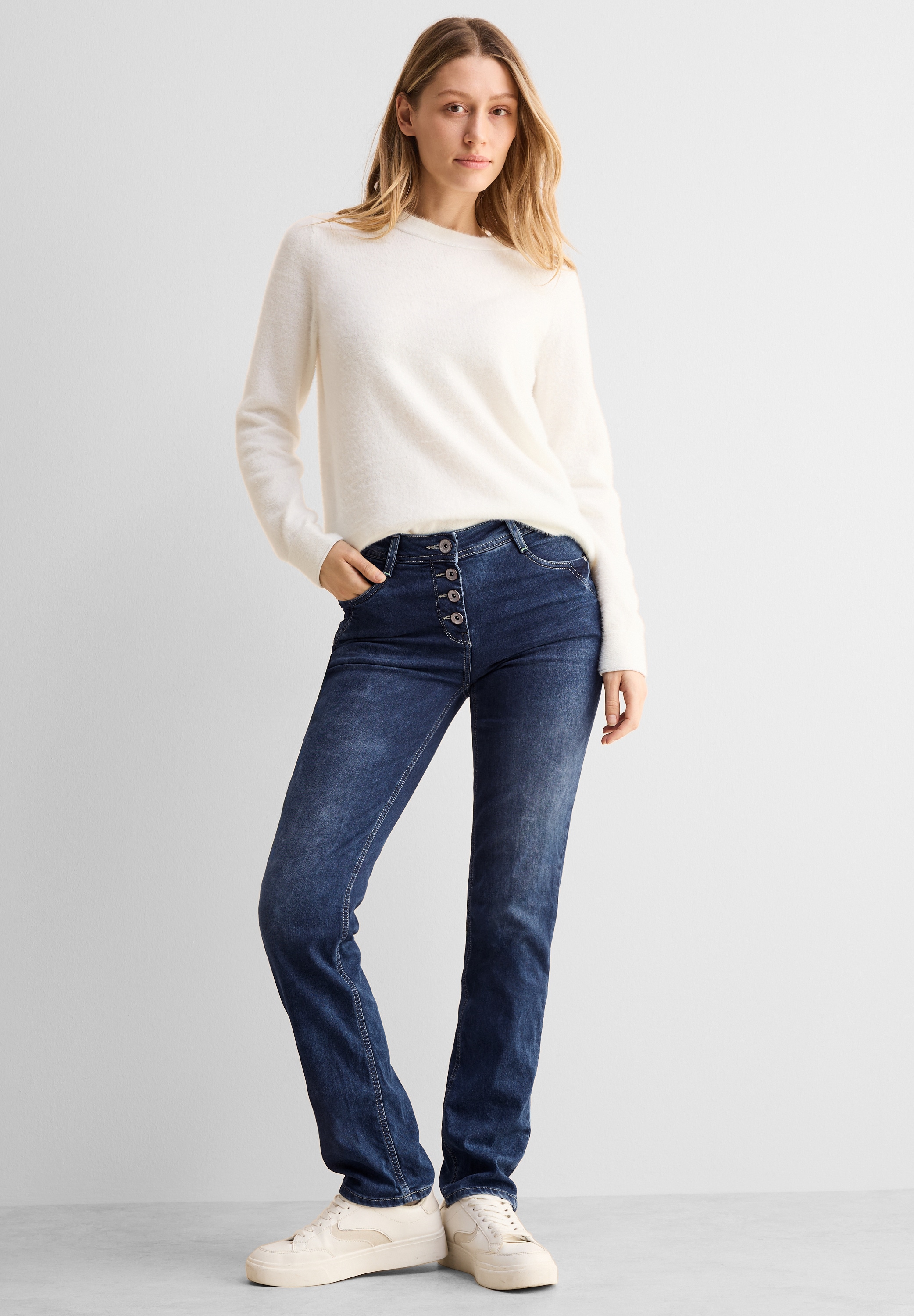 Cecil Straight-Jeans, mit Knopfleiste